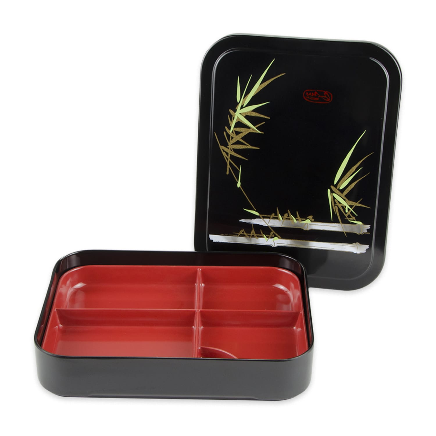 GET 171-F Bento Box w/ 5 Compartments, 10 3/4 x 8 1/4 x 2 1/4, Red, 1 Dozen