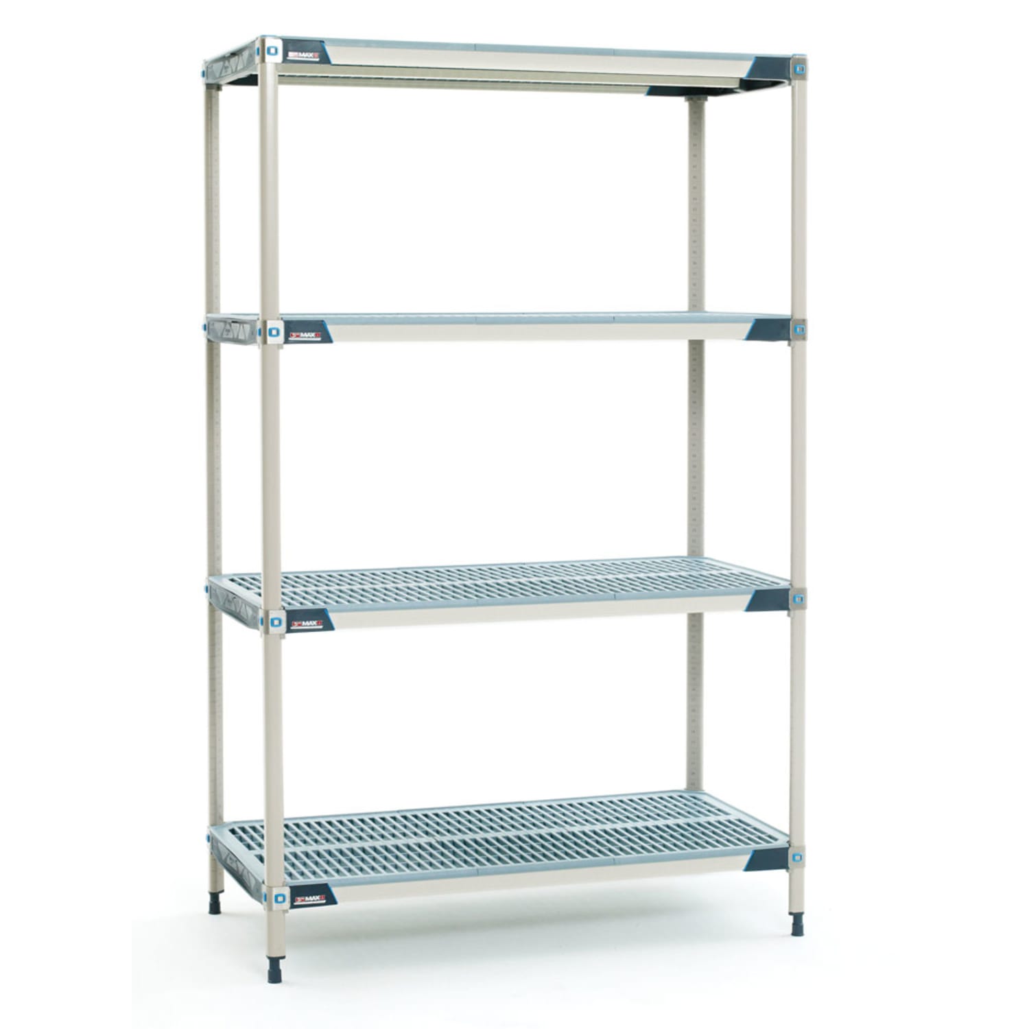 Metro X536GX3 36 NSF 4-Tier Heavy-Duty Plastic Shelving Unit - MetroMax i, 24W, 63H, 4 Open Grid Shelves, Microban, Blue