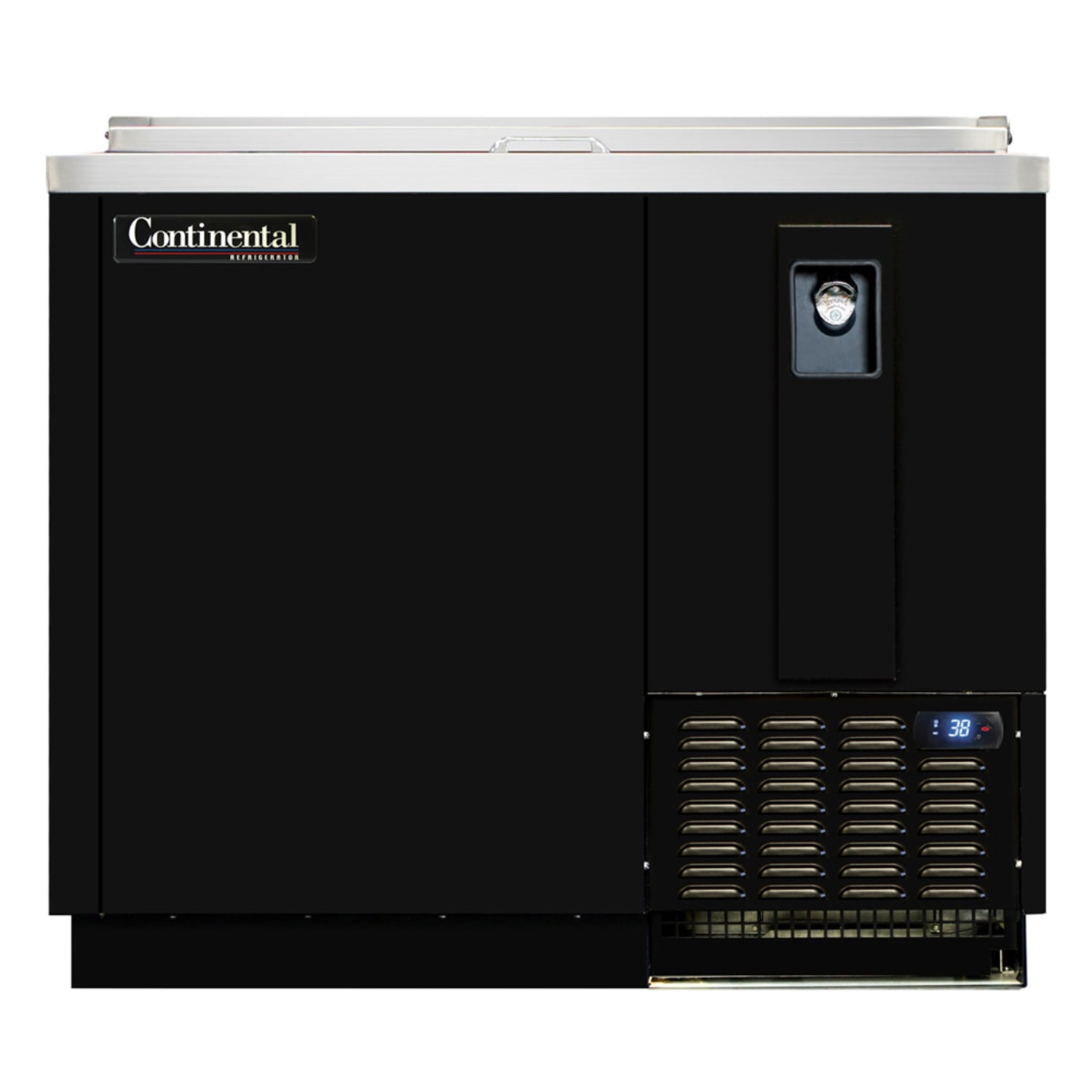 Continental BC37N 37 Forced Air Bottle Cooler - Holds 288 12-oz Bottles, Stainless Interior, 115v, Black