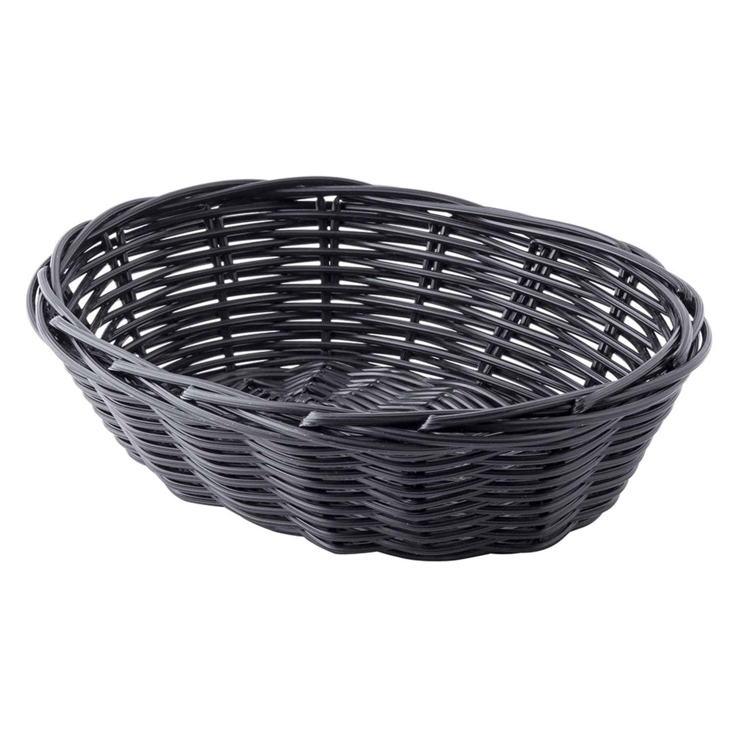 Tablecraft 2471 Handwoven Basket, 7 x 5 x 2, Polypropylene Cord, Oval, Black, 1 Dozen