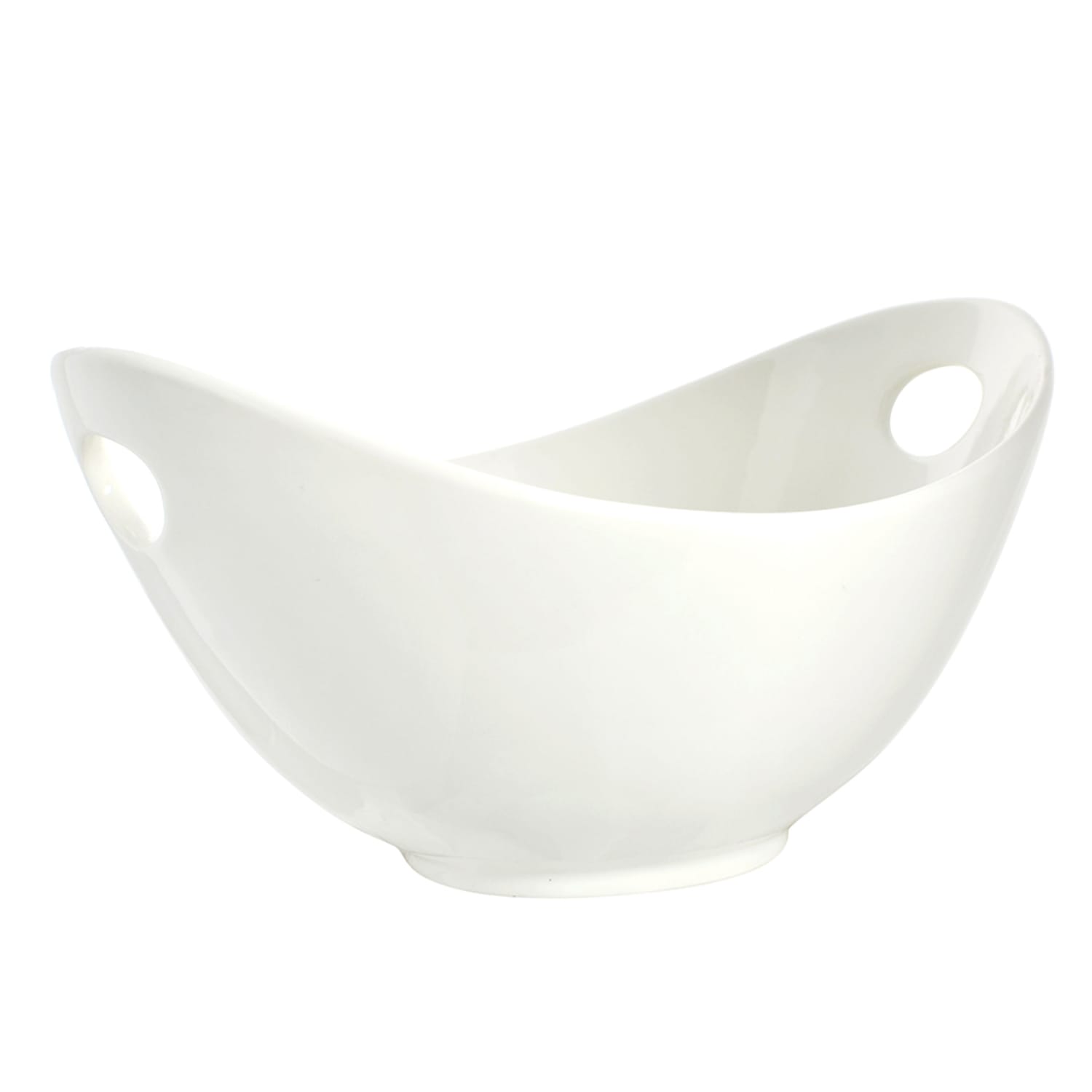 10 Strawberry Street WTR-11CUTOUTBWL 48 oz Oval Curve Bowl w/ Cut-Out Handles - Porcelain, White