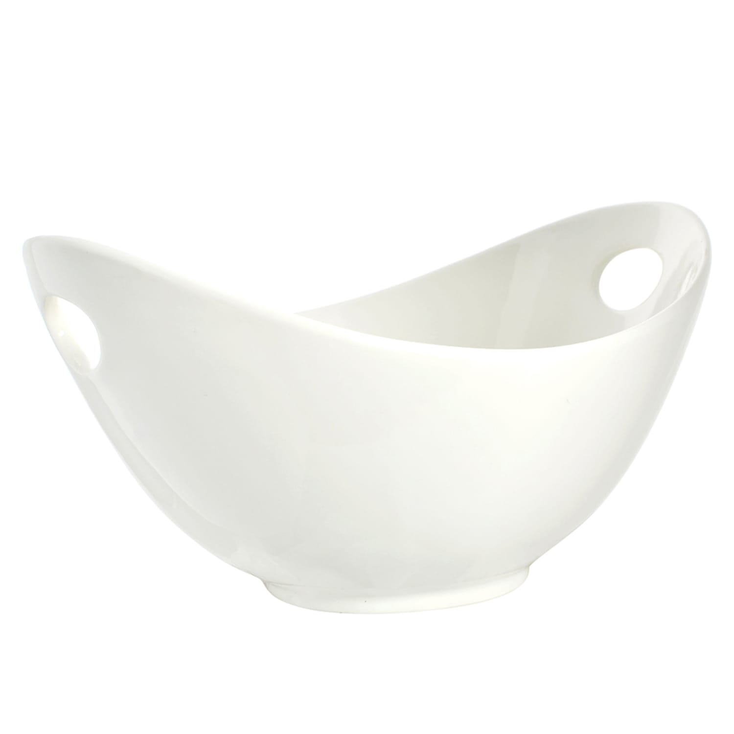 10 Strawberry Street WTR-13CUTOUTBWL 64 oz Oval Curve Bowl w/ Cut-Out Handles - Porcelain, White