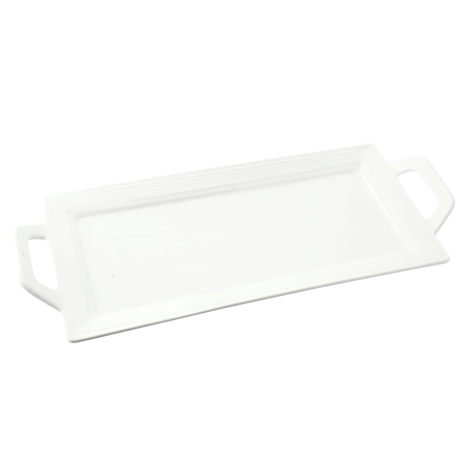 10 Strawberry Street WTR-15EMBHNDLPLTR 15 x 7 Rectangular Whittier Platter - Porcelain, White, Case of 18