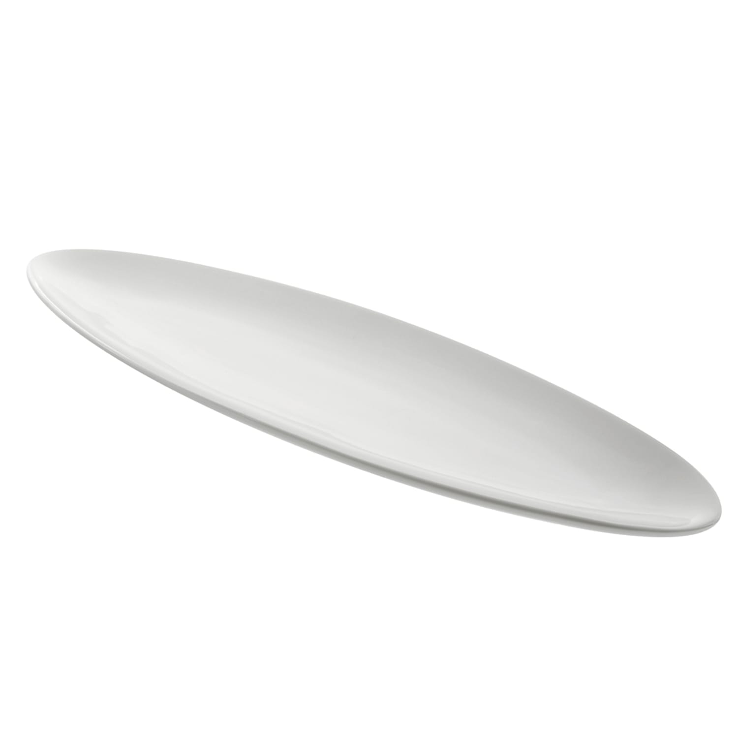 10 Strawberry Street WTR-16OVLEAF 15 7/8 x 5 3/8 Oval Whittier Leaf Platter - Porcelain, White, Case of 24