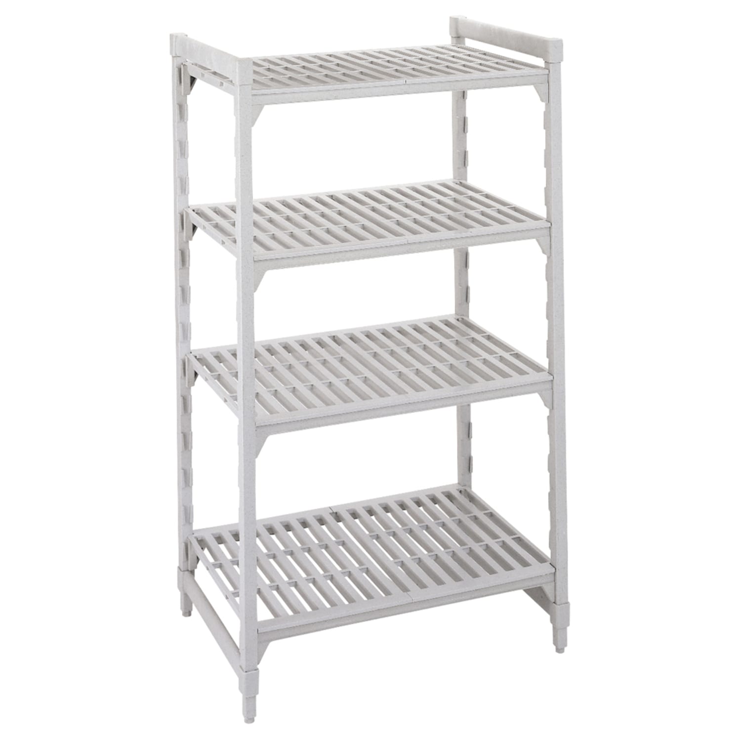 Cambro CPU183672V4480 36 NSF 4-Tier Heavy-Duty Plastic Shelving Unit - Camshelving Premium, 18W, 72H, 4 Vented Shelves, 36"" x 18"" x 72"", Gray