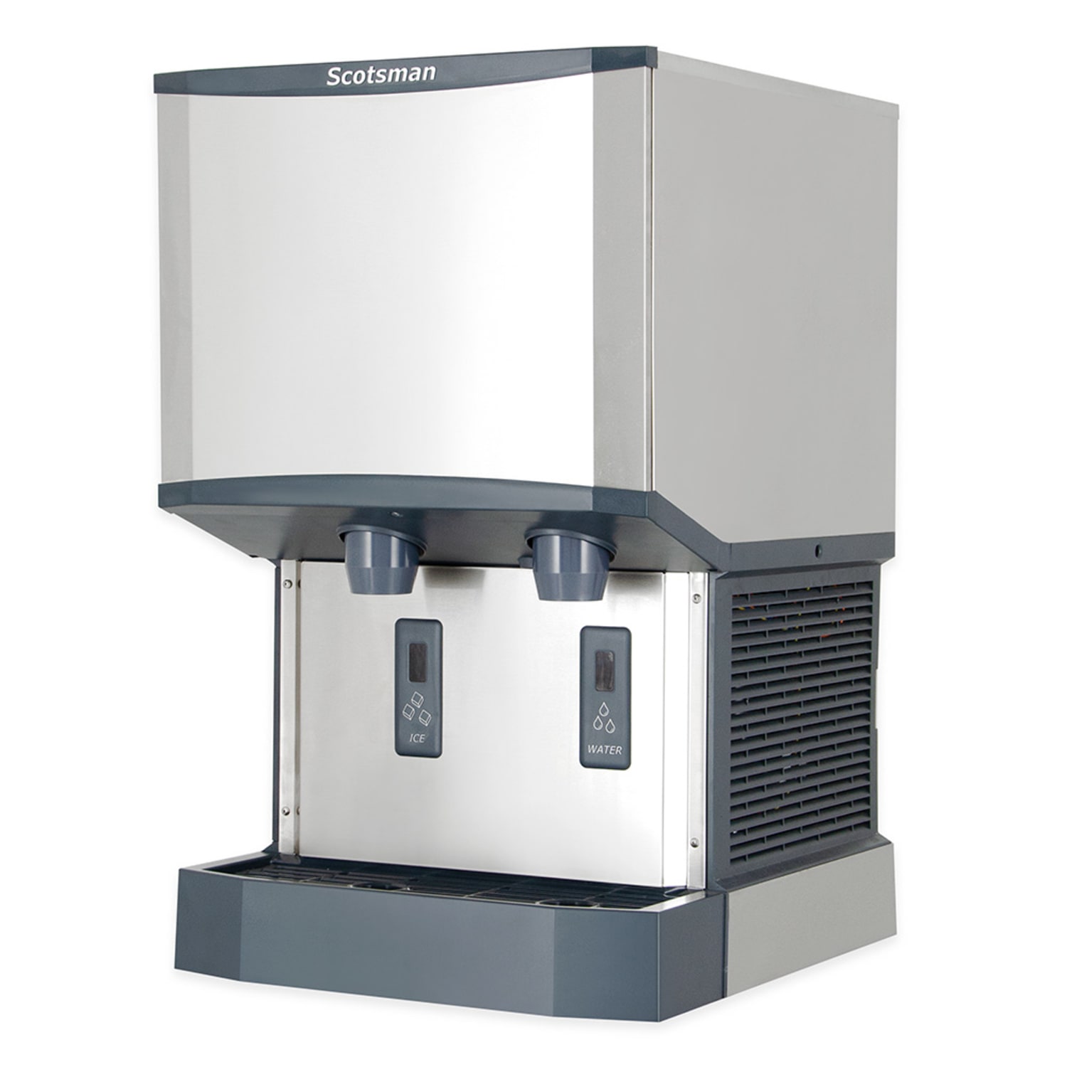 Scotsman HID525AX-1 500 lb Countertop Water & Nugget Ice Dispenser for Commercial Ice Machines w/ Filter - 25 lb Storage, Cup Fill, Touch-Free Dispense, 115v, Max. 500 Lbs./Day, Stainless Steel