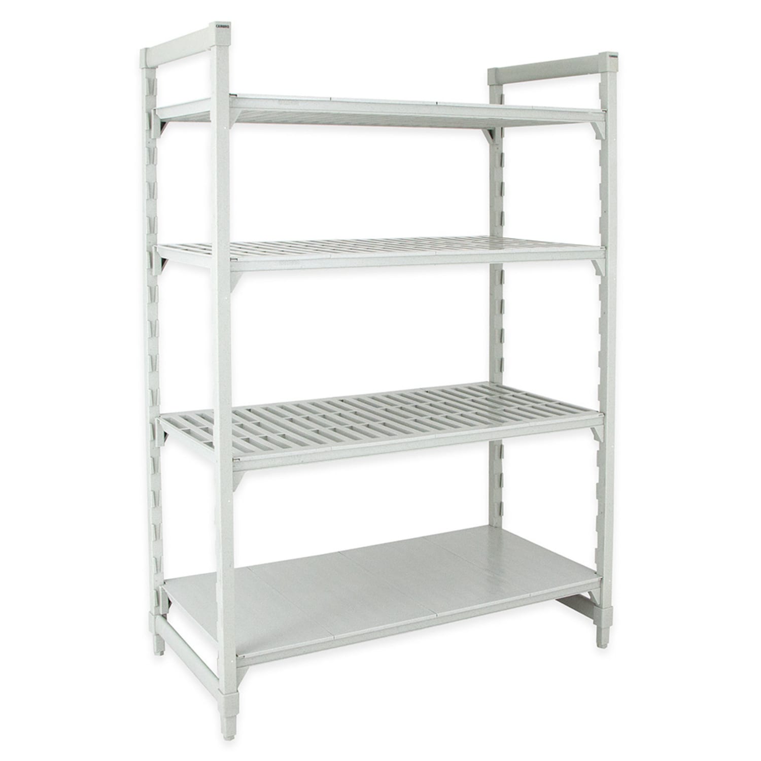 Cambro CPU213684VS4PKG 36 NSF 4-Tier Heavy-Duty Plastic Shelving Unit - Camshelving Premium, 21W, 84H, Camguard, Gray