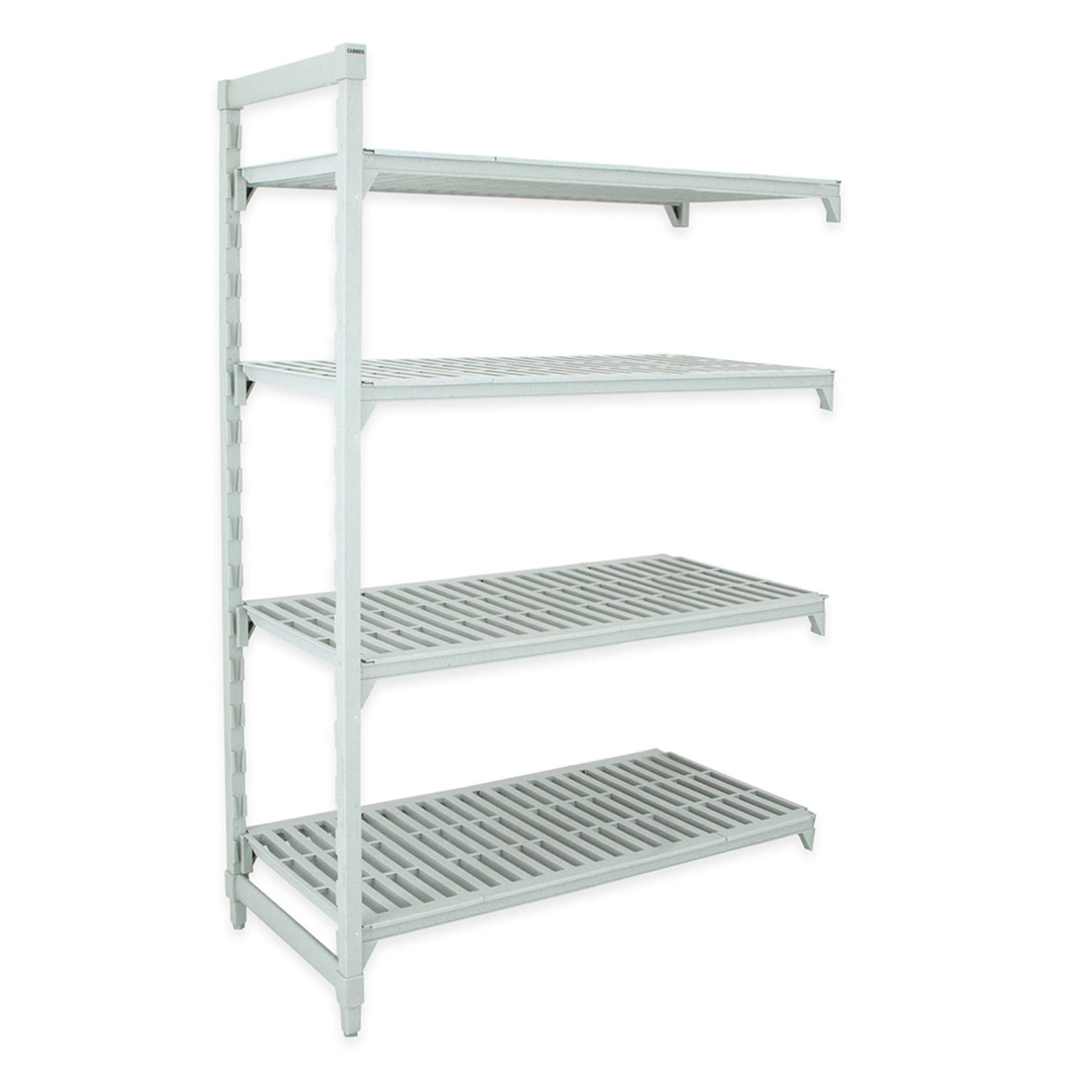 Cambro CPA243072V4480 30 NSF 4-Tier Heavy-Duty Plastic Shelving Unit - Camshelving Premium, 24W, 72H, 4 Vented Tiers, 30"" x 24"" x 72"", Gray