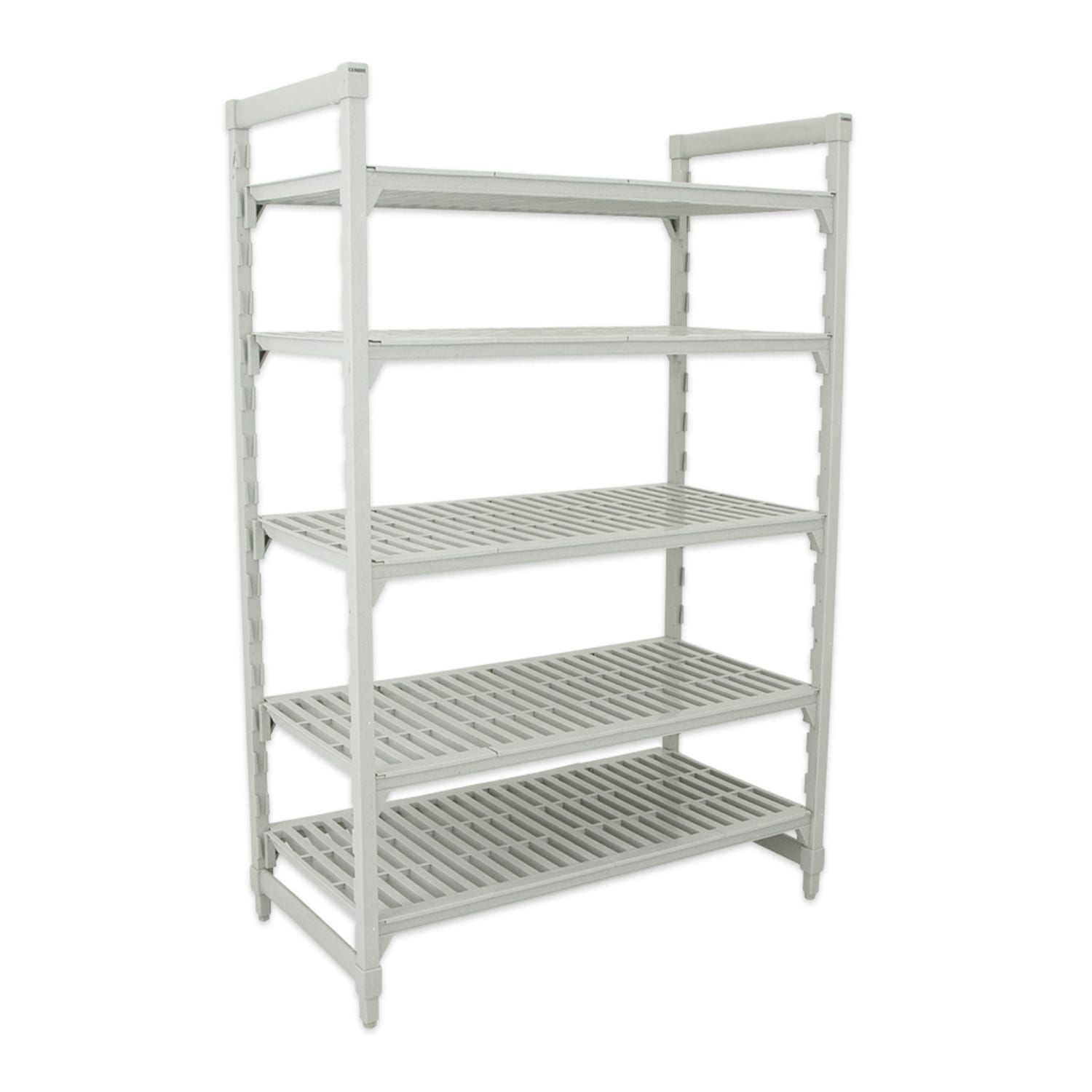 Cambro CPU183664V5480 36 NSF 5-Tier Heavy-Duty Plastic Shelving Unit - Camshelving Premium, 18W, 64H, 5 Vented Shelves, 36"" x 18"" x 64"", Gray