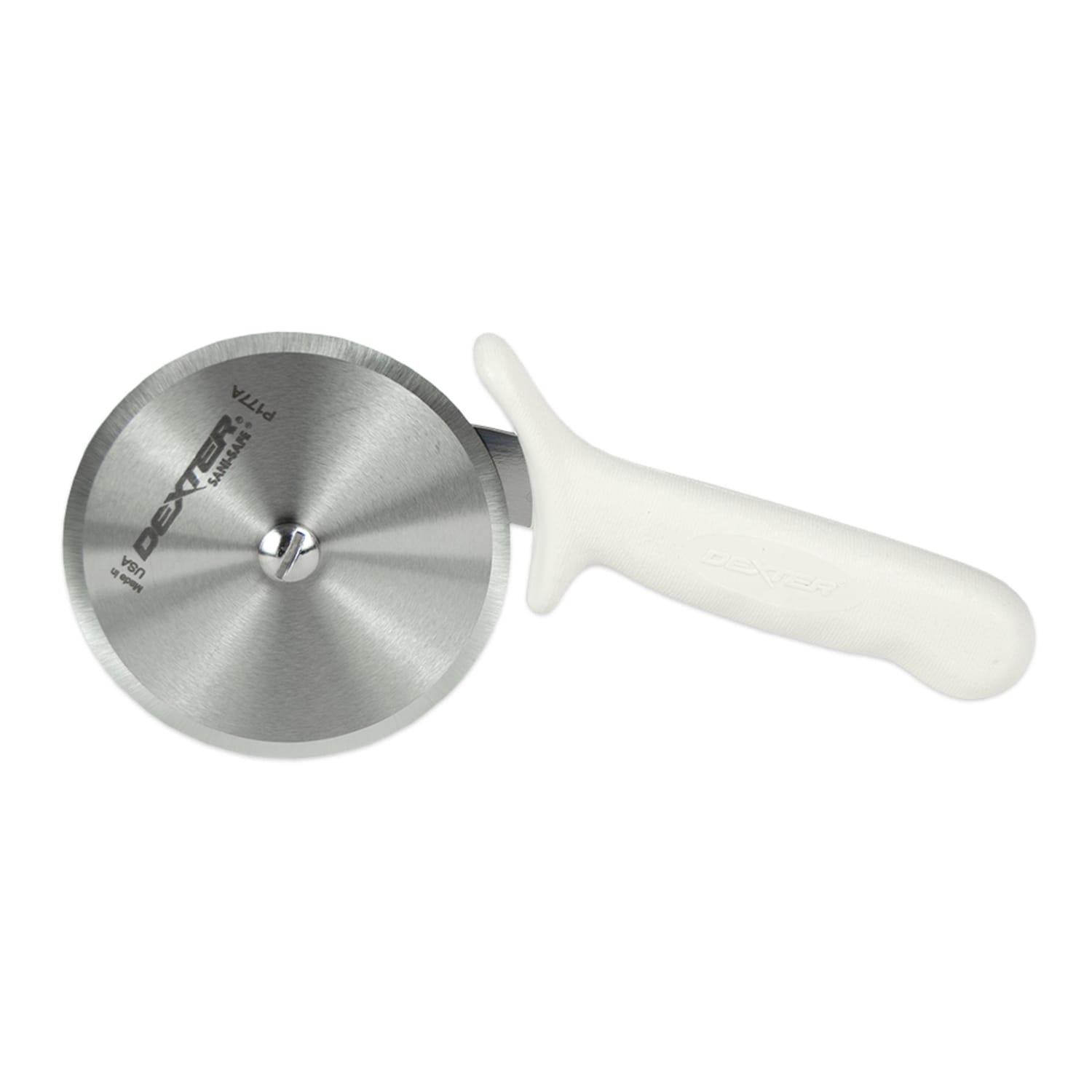 Dexter Russell P177A-PCP SANI-SAFE 4 Pizza Cutter w/ White Plastic Handle, Carbon Steel, Stainless Steel, Polypropylene Handle