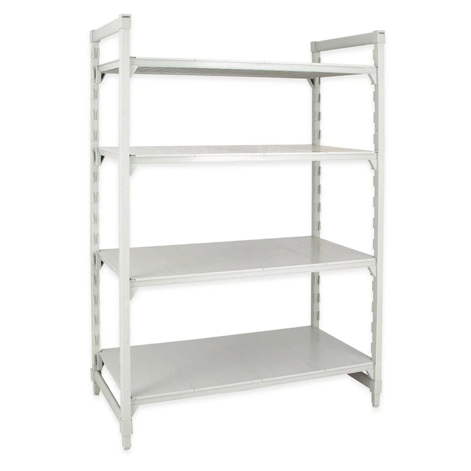 Cambro CPU184272S4480 42 NSF 4-Tier Heavy-Duty Plastic Shelving Unit - Camshelving Premium, 18W, 72H, Solid, 42"" x 18"" x 72"", Gray