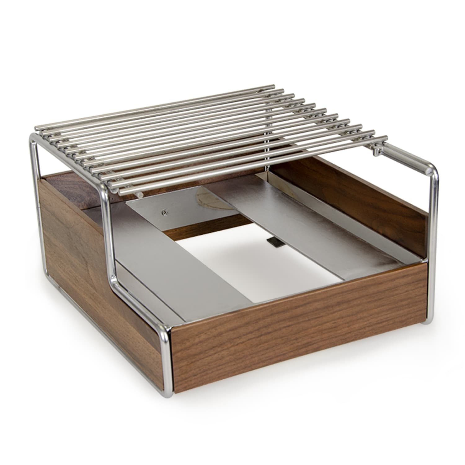 Cal-Mil 3712-49 Frame for Butane Stove - 14 1/4 x 12 3/4 x 7 1/4, Walnut/Chrome, Brown