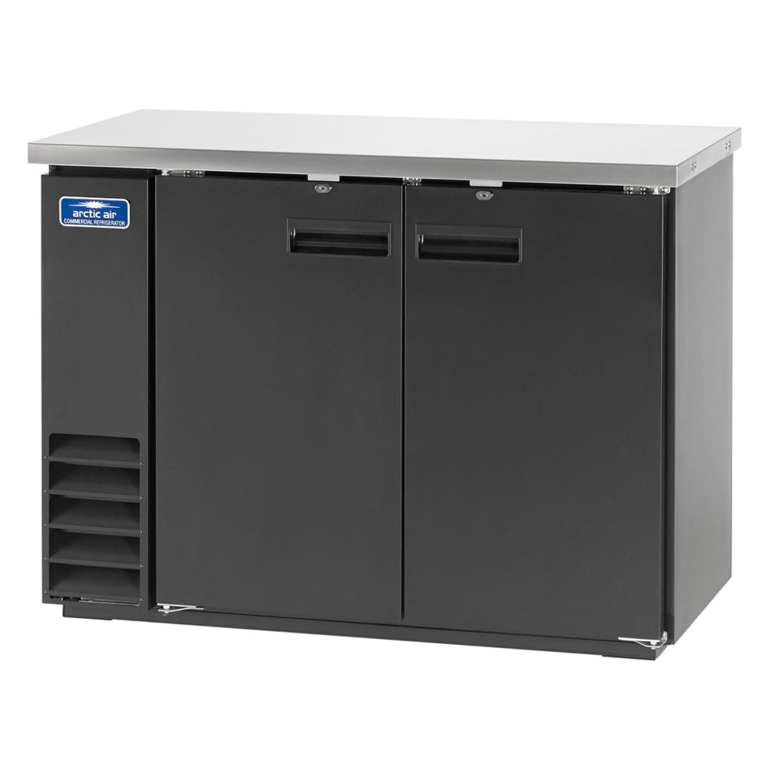 Arctic Air ABB48 49 Bar Refrigerator - 2 Swinging Solid Doors, Black, 115v, (48) 6-Pack Capacity