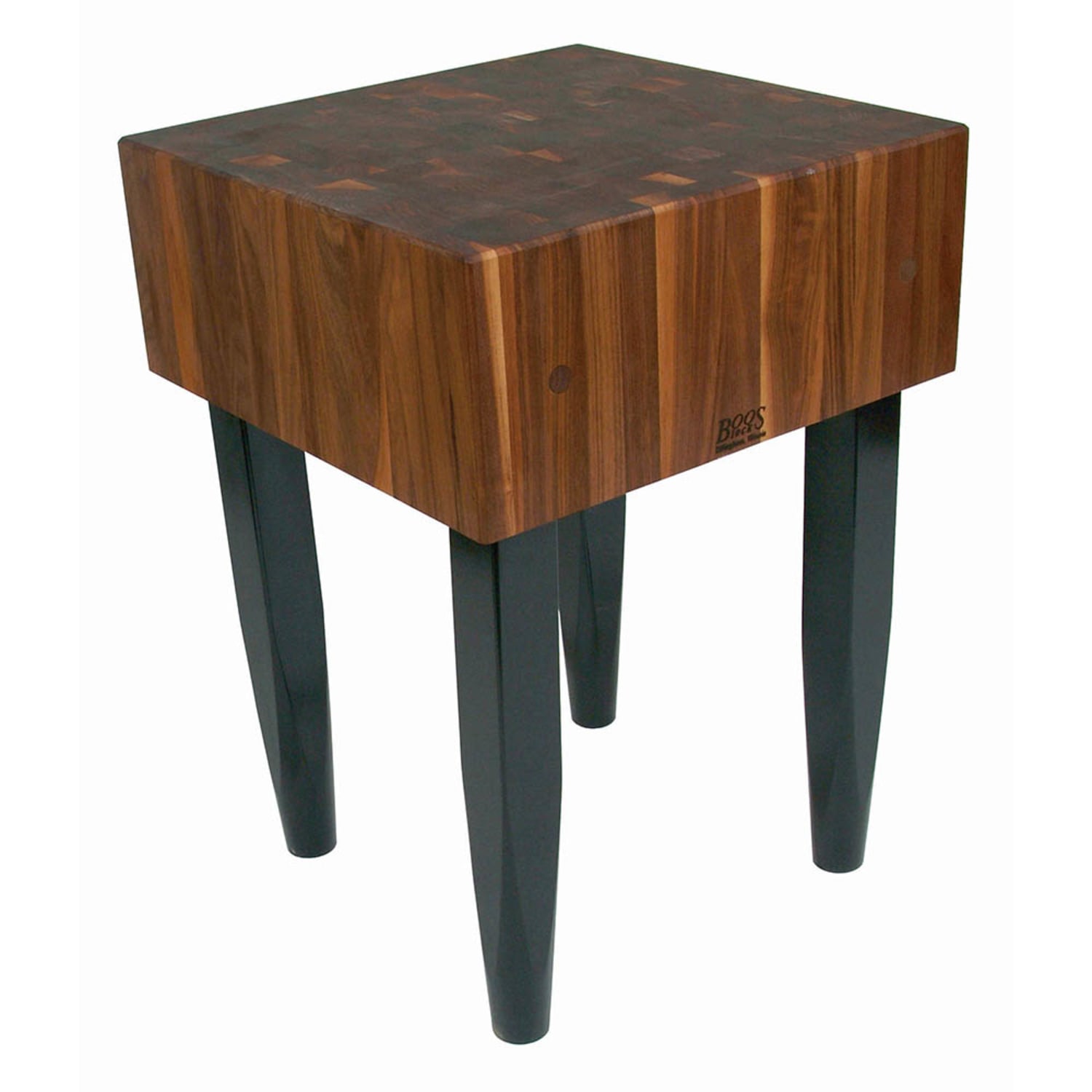 John Boos WAL-PCA3 10 Walnut Top Butcher Block Work Table - 24L x 24D, Black / Walnut
