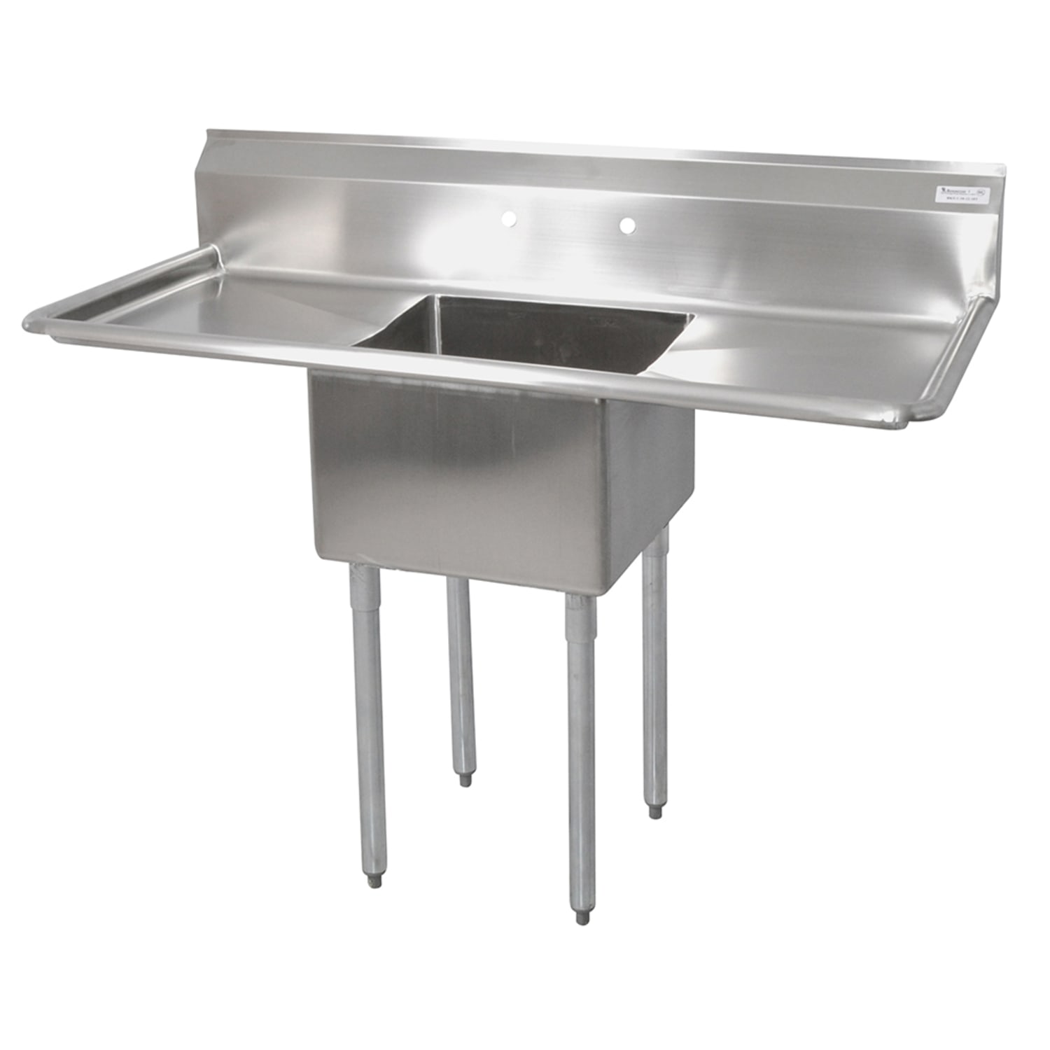 John Boos E1S8-1824-14T24 66 1 Compartment Sink w/ 18L x 24W Bowl, 14 Deep, 24"" Drainboards, Stainless Steel