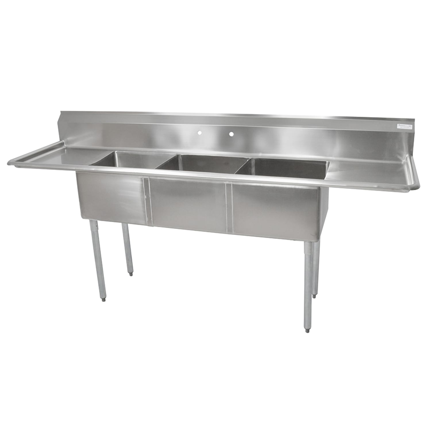 John Boos E3S8-2030-14T24 108 3 Compartment Sink w/ 20L x 30W Bowl, 14 Deep, (2) 24"" Drainboards, Stainless Steel
