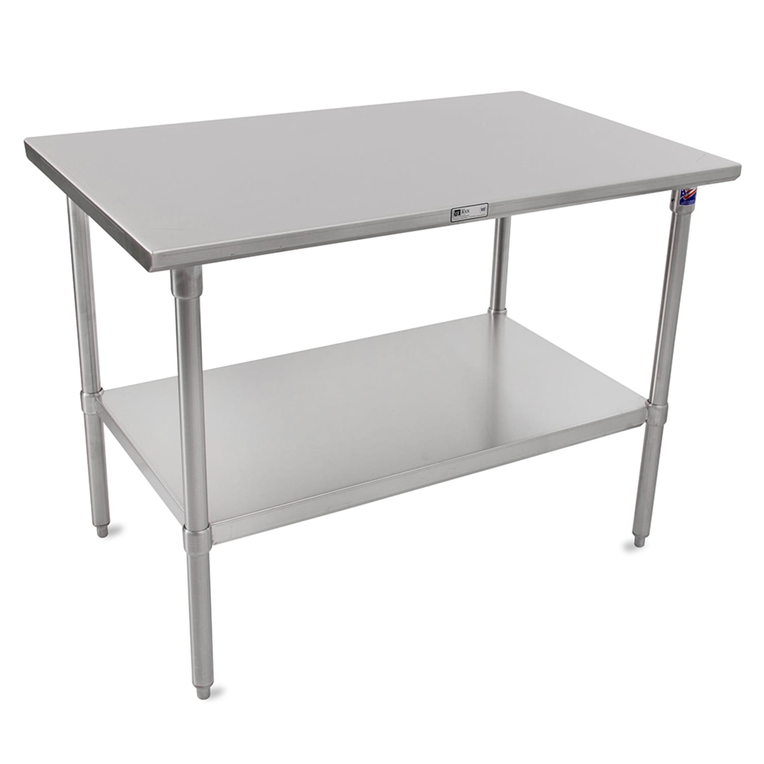 John Boos ST6-2430SSK-X 30 16 ga Work Table w/ Undershelf & 300 Series Stainless Steel Flat Top, 16-ga. Stainless Steel Top, Stainless Steel Undershelf