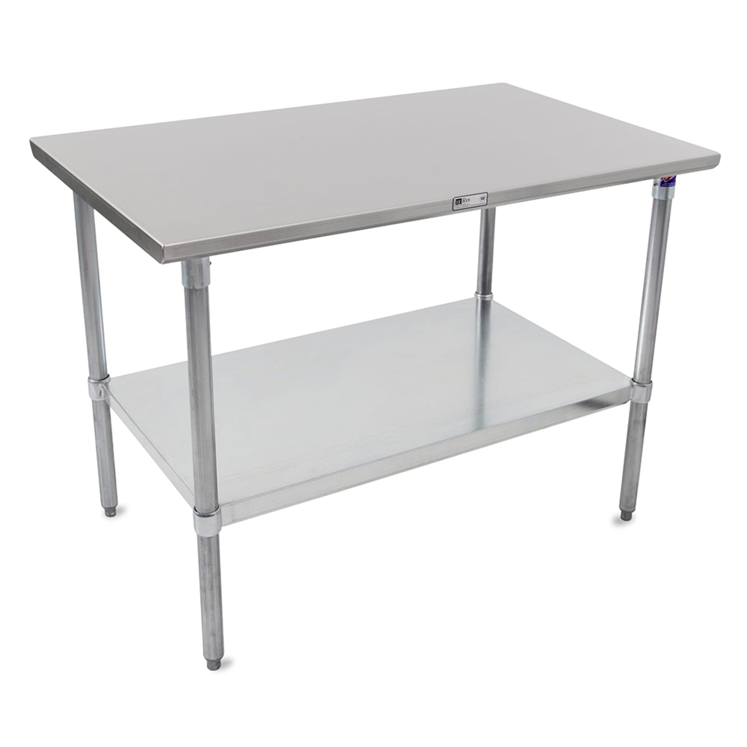John Boos ST6-3030GSK-X 30 16 ga Work Table w/ Undershelf & 300 Series Stainless Steel Flat Top, Galvanized Base, Adjustable Undershelf