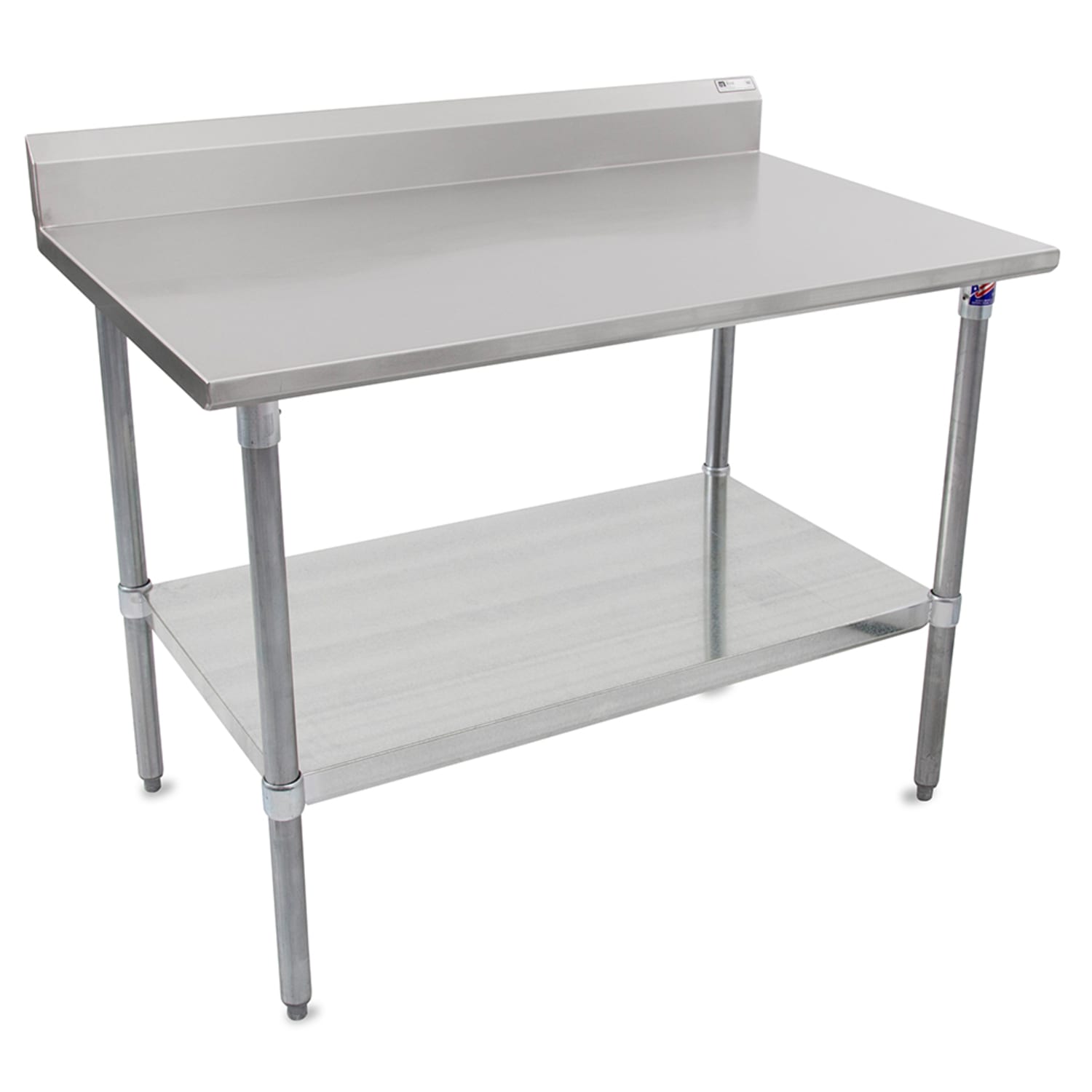 John Boos ST6R5-2430GSK-X 30 16 ga Work Table w/ Undershelf & 300 Series Stainless Steel Top, 5 Backsplash, 5"" Backsplash, Galvanized Undershelf