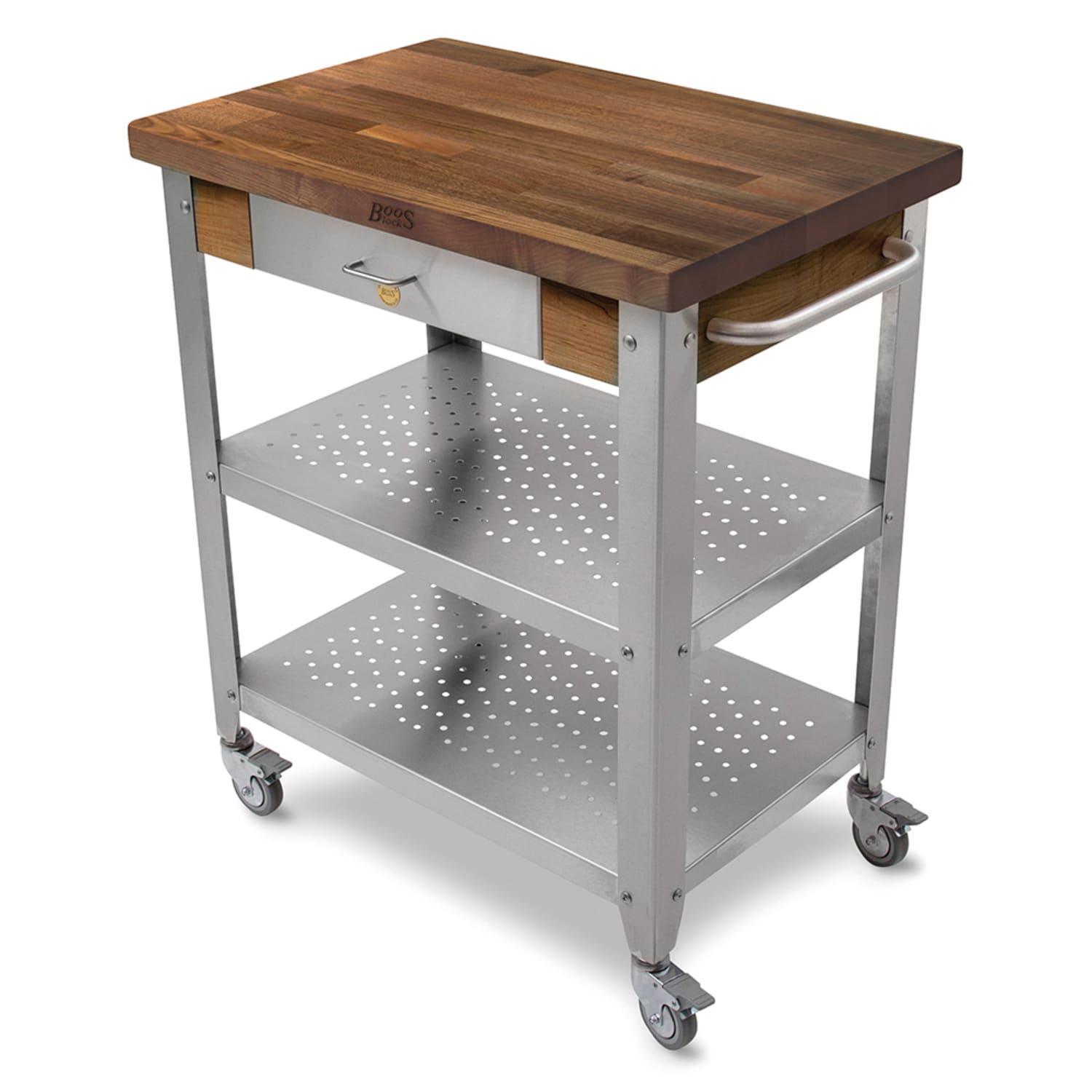 John Boos WAL-CUCE30 Cart w/ Walnut Top & 2 Shelves, 20x30x35, Brown