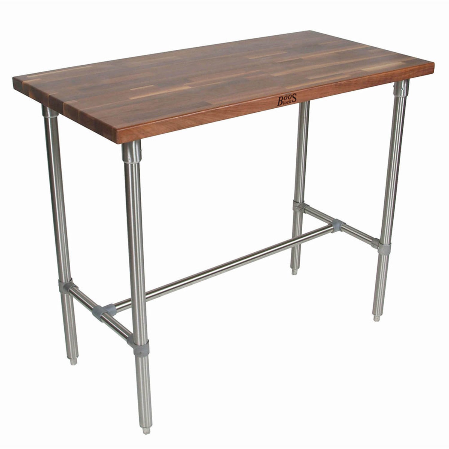 John Boos WAL-CUCKNB424-40 Cucina Americana Classico Table, Walnut, 48 x 24 x 40 H, Stainless / Walnut