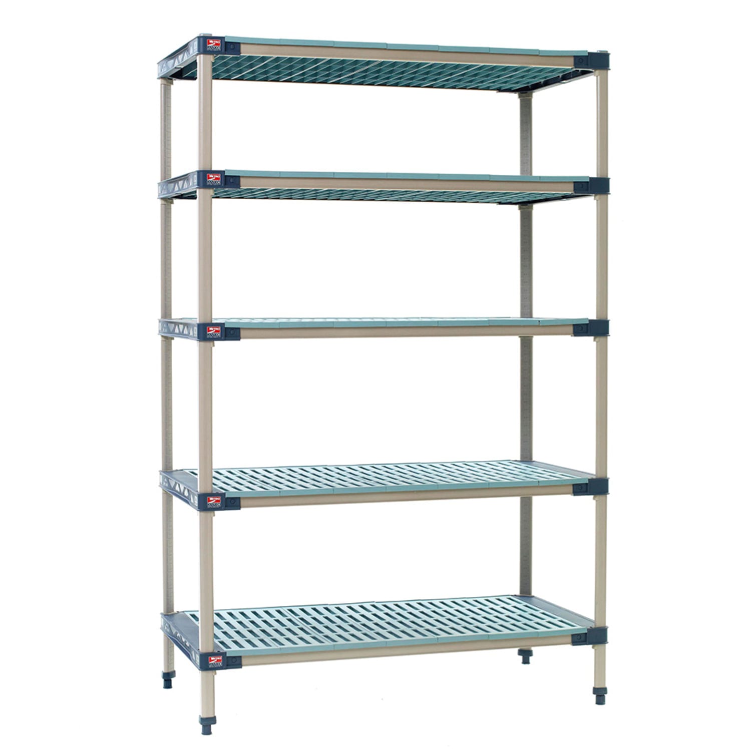 Metro 5X457G4 48 NSF 5-Tier Heavy-Duty Plastic Shelving Unit - MetroMax 4, 21W, 74H, Polymer Shelves and Posts, Microban Antimicrobial Protection, Blue