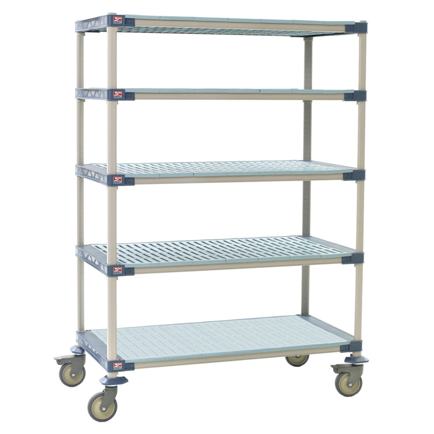 Metro 5X367PG4 60 NSF 5-Tier Heavy-Duty Plastic Shelving Unit - MetroMax 4, Mobile, 18W, 80H, Blue