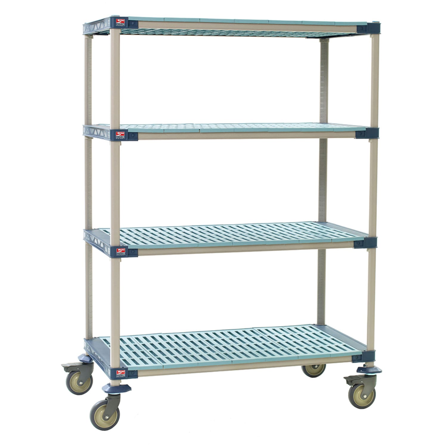Metro X356PG4 48 NSF 4-Tier Heavy-Duty Plastic Shelving Unit - MetroMax 4, Mobile, 18W, 68H, 48"" x 18"" x 68"", 750 lb. Capacity, Blue