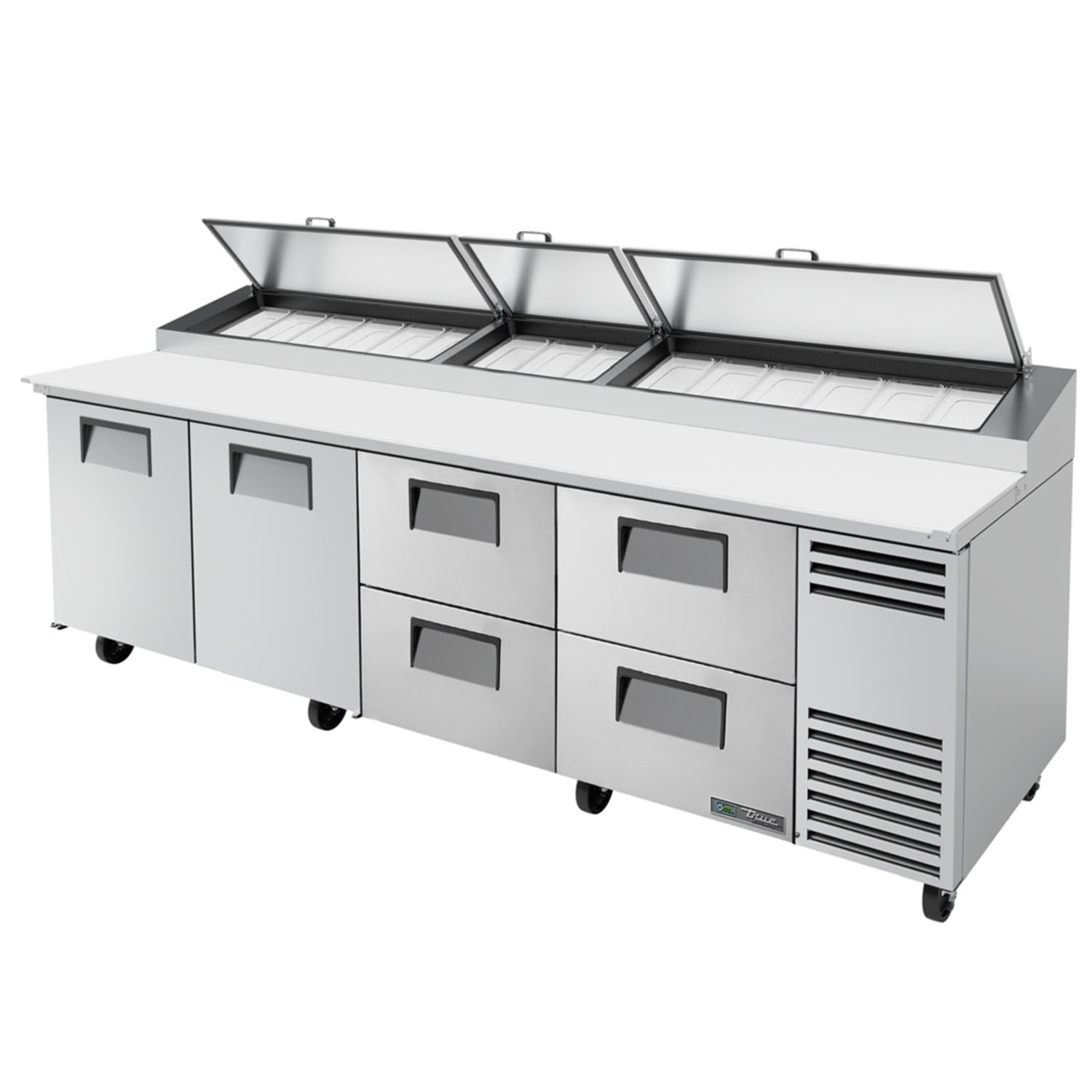 True TPP-AT-119D-4-HC 119 TPPAT Series Pizza Prep Table w/ Refrigerated Base, 115v, Stainless Steel | True Refrigeration