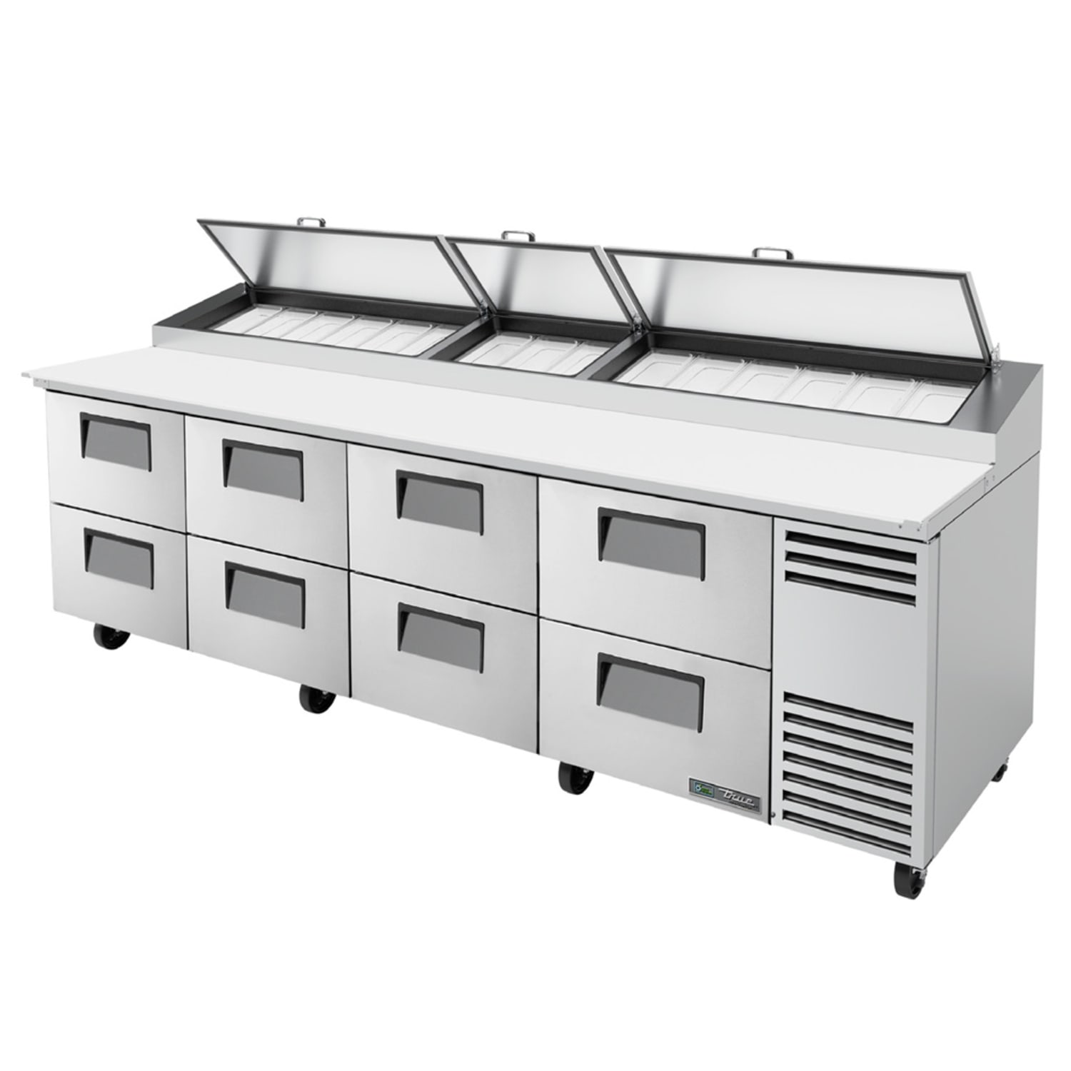 True TPP-AT-119D-8-HC 119 TPPAT Series Pizza Prep Table w/ Refrigerated Base, 115v, Stainless Steel | True Refrigeration