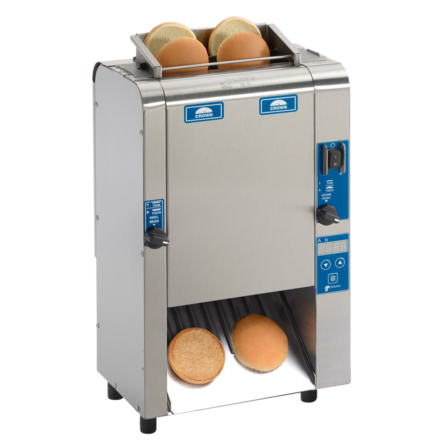 Antunes VCTM-2-9210960 Vertical Bun Toaster - 720 Slices/hr w/ 1 3/4 Product Opening, 208/230v, Conveyor, Stainless Steel