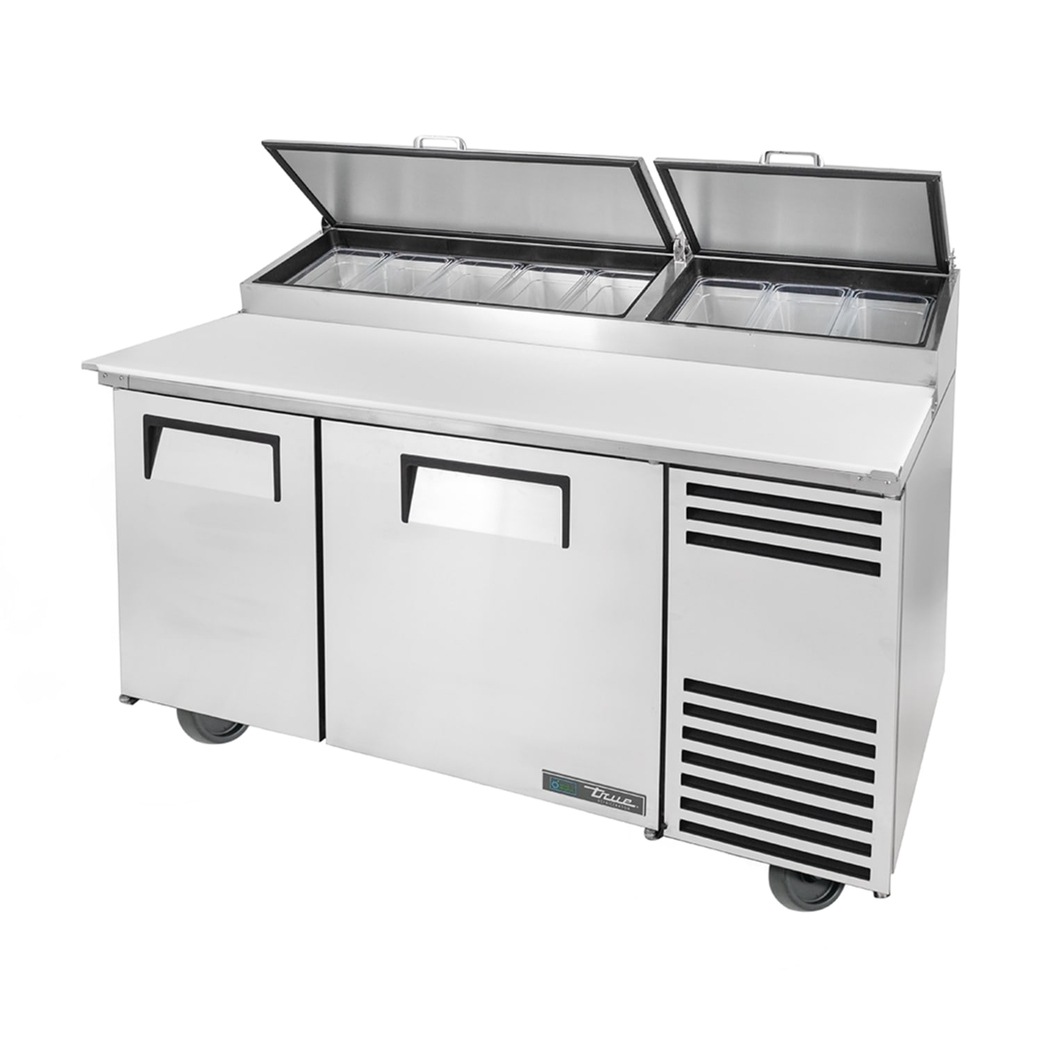 True TPP-AT-60-HC 60 TPPAT Series Pizza Prep Table w/ Refrigerated Base, 115v, 8 Third-Size Pans, 19.5"" Cutting Board, Stainless Steel