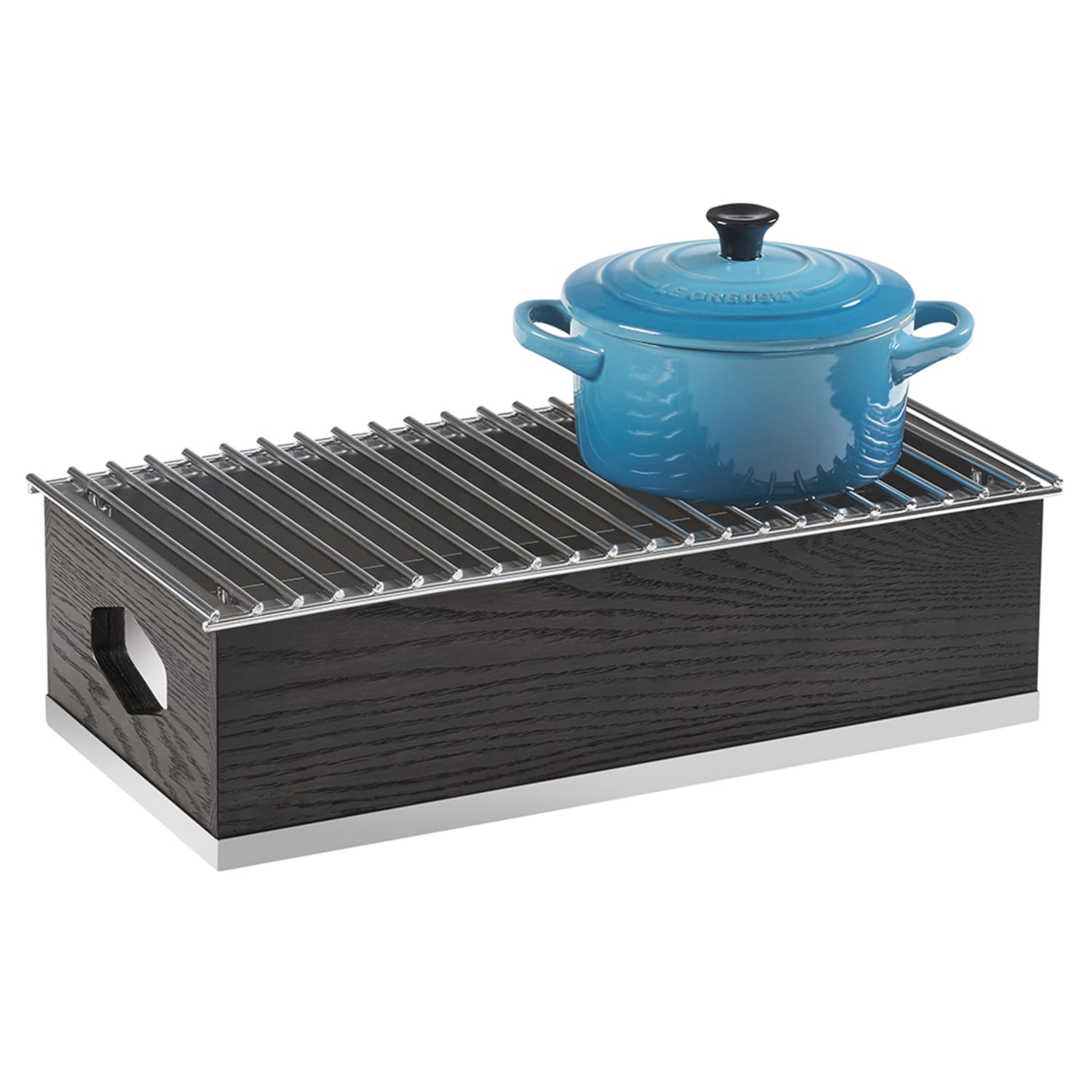 Cal-Mil 3813-87 Rectangular Chafer Alternative - 19 3/4 x 10 x 5 1/2 - Oak/Metal, Dark Gray, Black
