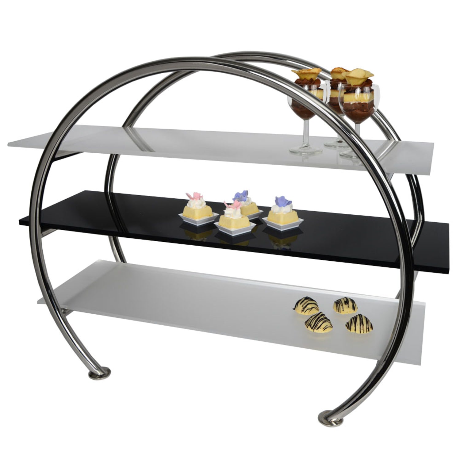 Eastern Tabletop 1755AC 3 Level Circular Display Stand - 33L x 13 5/8W x 17 1/2H, Stainless Steel