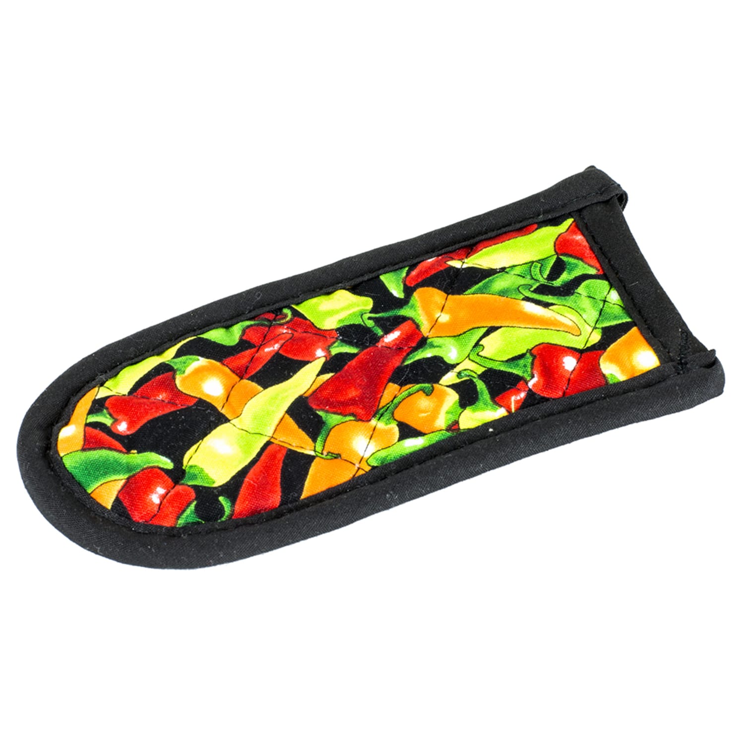 Lodge HH12 Hot Handle Mitt w/ Silicon Lining & Multi-Pepper Design on Black, Multi-Colored