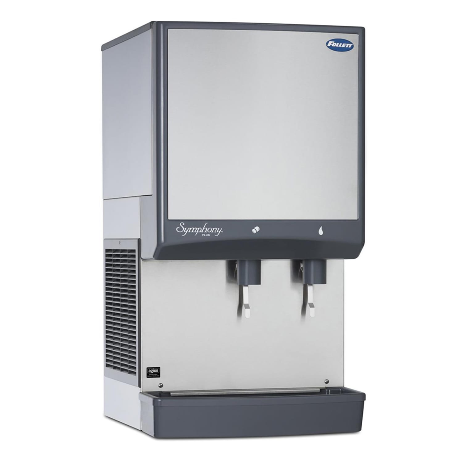 Follett 25CI414A-L 425 lb Countertop Water & Nugget Ice Dispenser for Commercial Ice Machines - 25 lb Storage, Cup Fill, 115v, 425 lb Daily Production, Stainless Steel