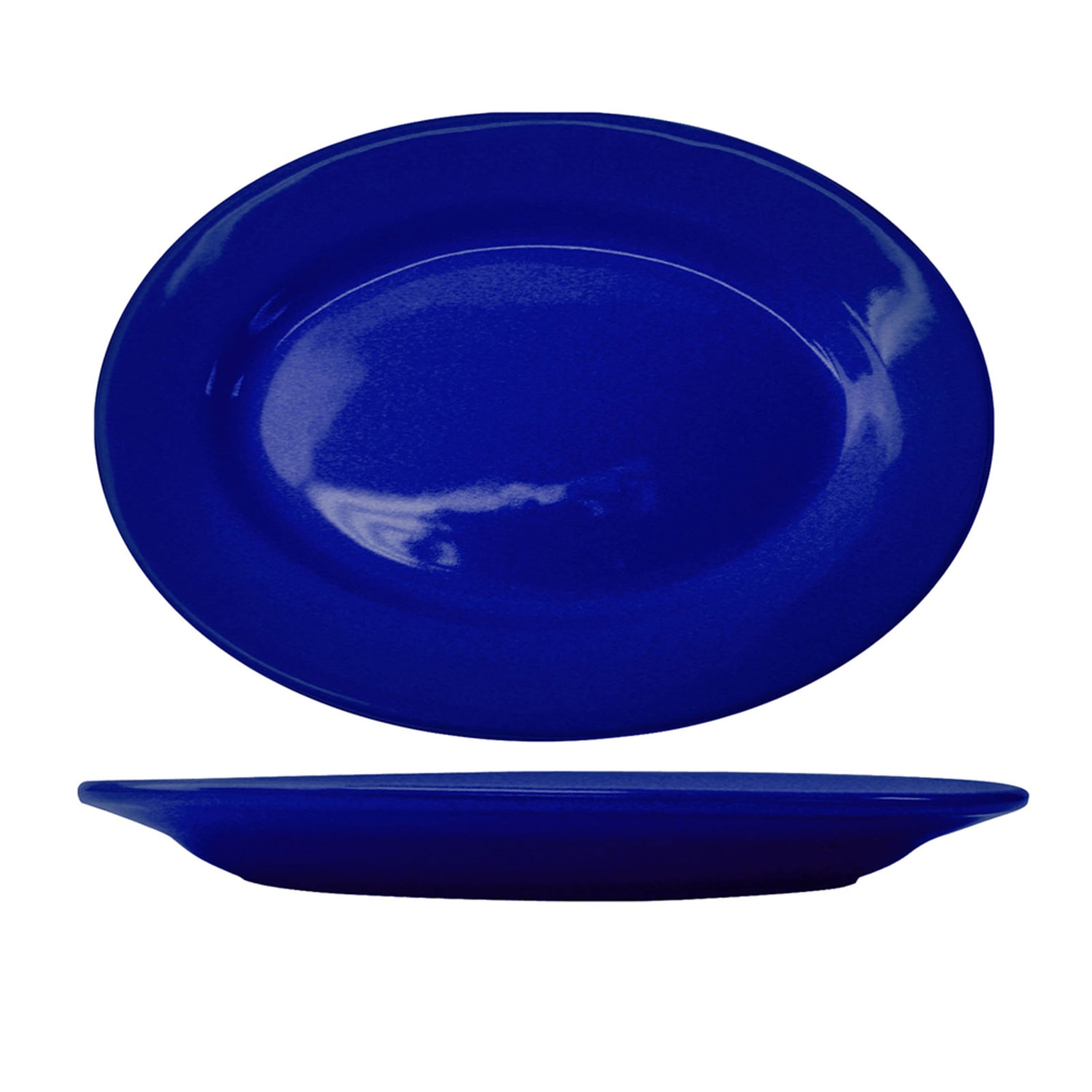 ITI CA-51-CB 15 1/2 x 10 1/2 Oval Cancun Platter - Ceramic, Cobalt Blue, 1 Dozen