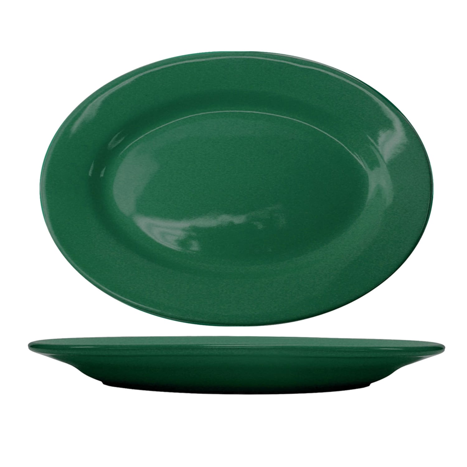 ITI CA-51-G 15 1/2 x 10 1/2 Oval Cancun Platter - Ceramic, Green, 1 Dozen