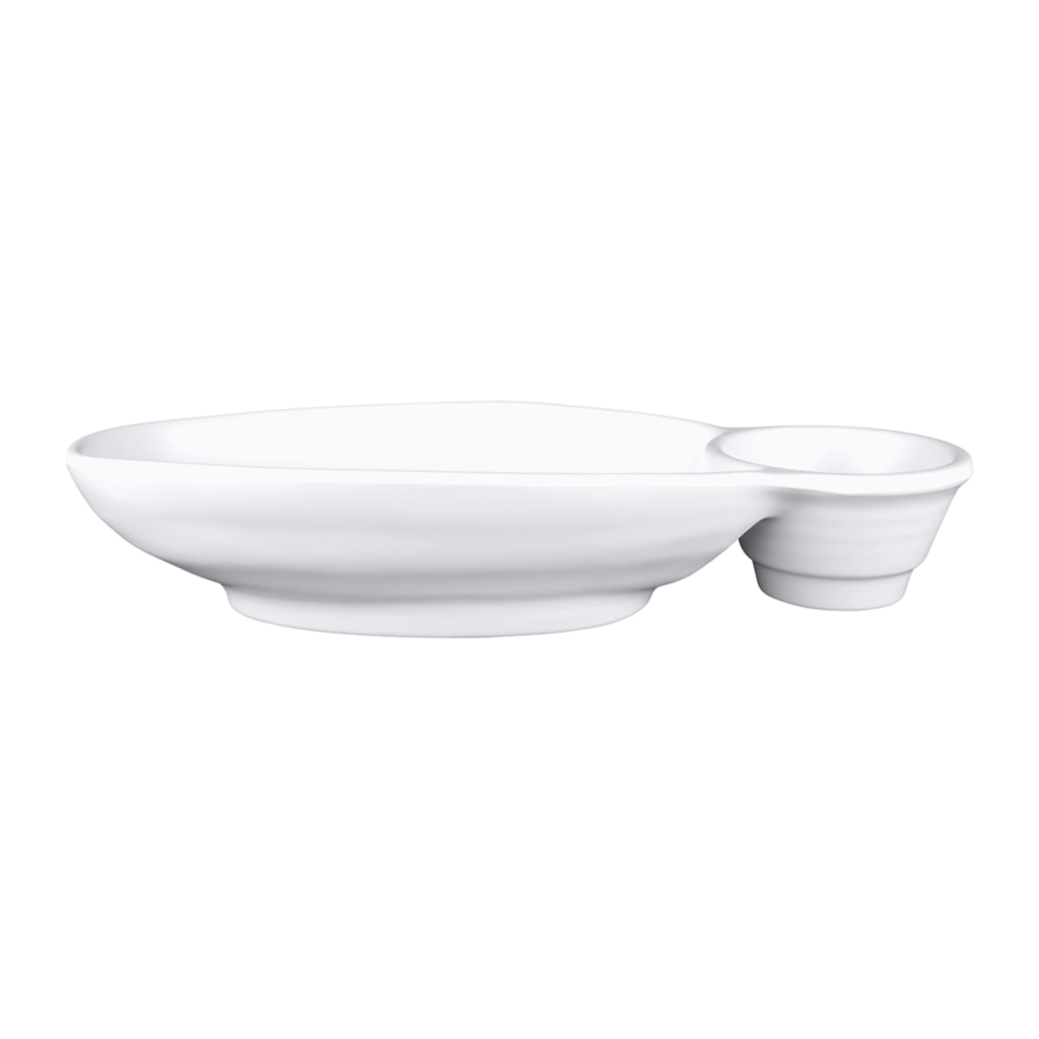 Elite Global Solutions JWC1408-W 10 x 5 1/2 Oval Zen Chip & Dip Platter - Melamine, White, Case of 6