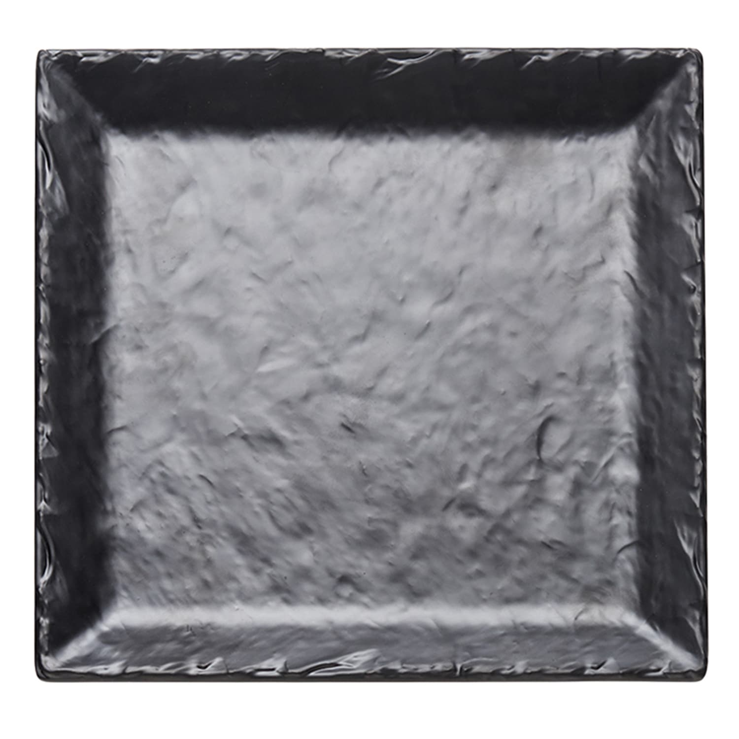Cal-Mil SR252-65M 11 1/2 Square Platter - Melamine, Black Faux Slate, Raised Rim, Pack of 3