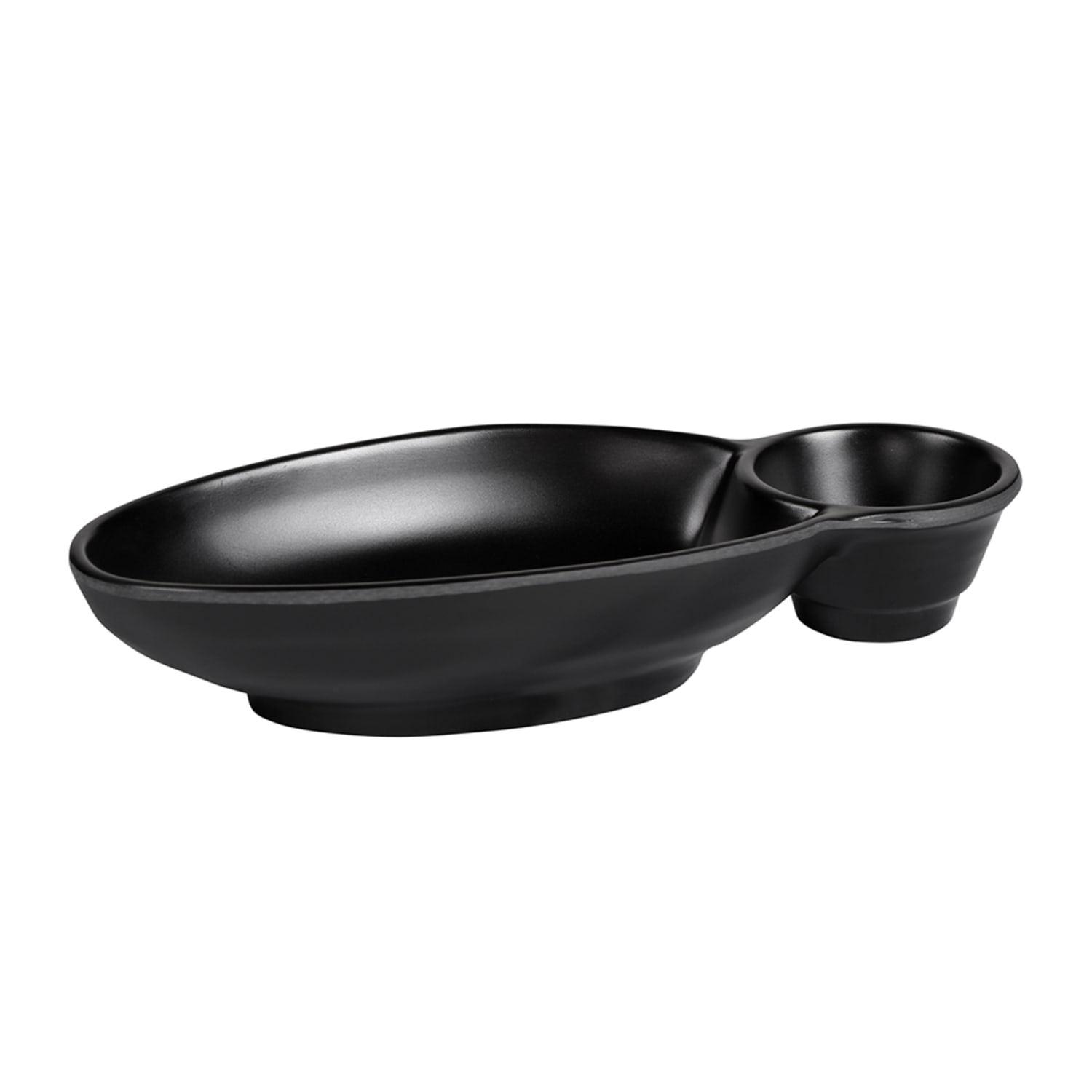 Elite Global Solutions JWC1408-B 10 x 5 1/2 Oval Zen Chip & Dip Platter - Melamine, Black, Case of 6