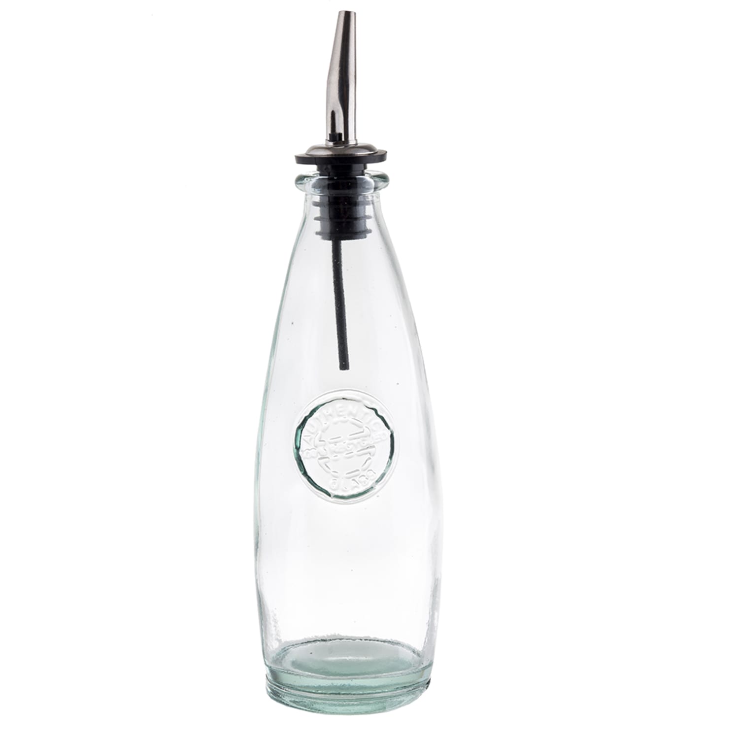 Tablecraft 6619 12 oz Cruet Set w/ Stainless Steel Tops - Glass, Green Tint