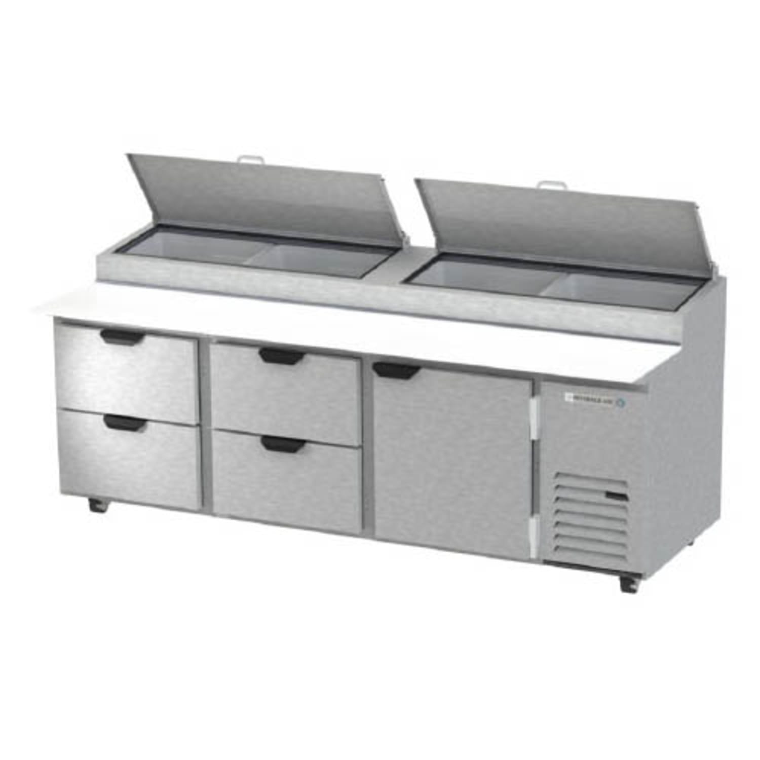 Beverage-Air DPD93HC-4 93 Hydrocarbon Series Pizza Prep Table w/ Refrigerated Base, 115v, Holds 4 Full-Size Pans, Stainless Steel