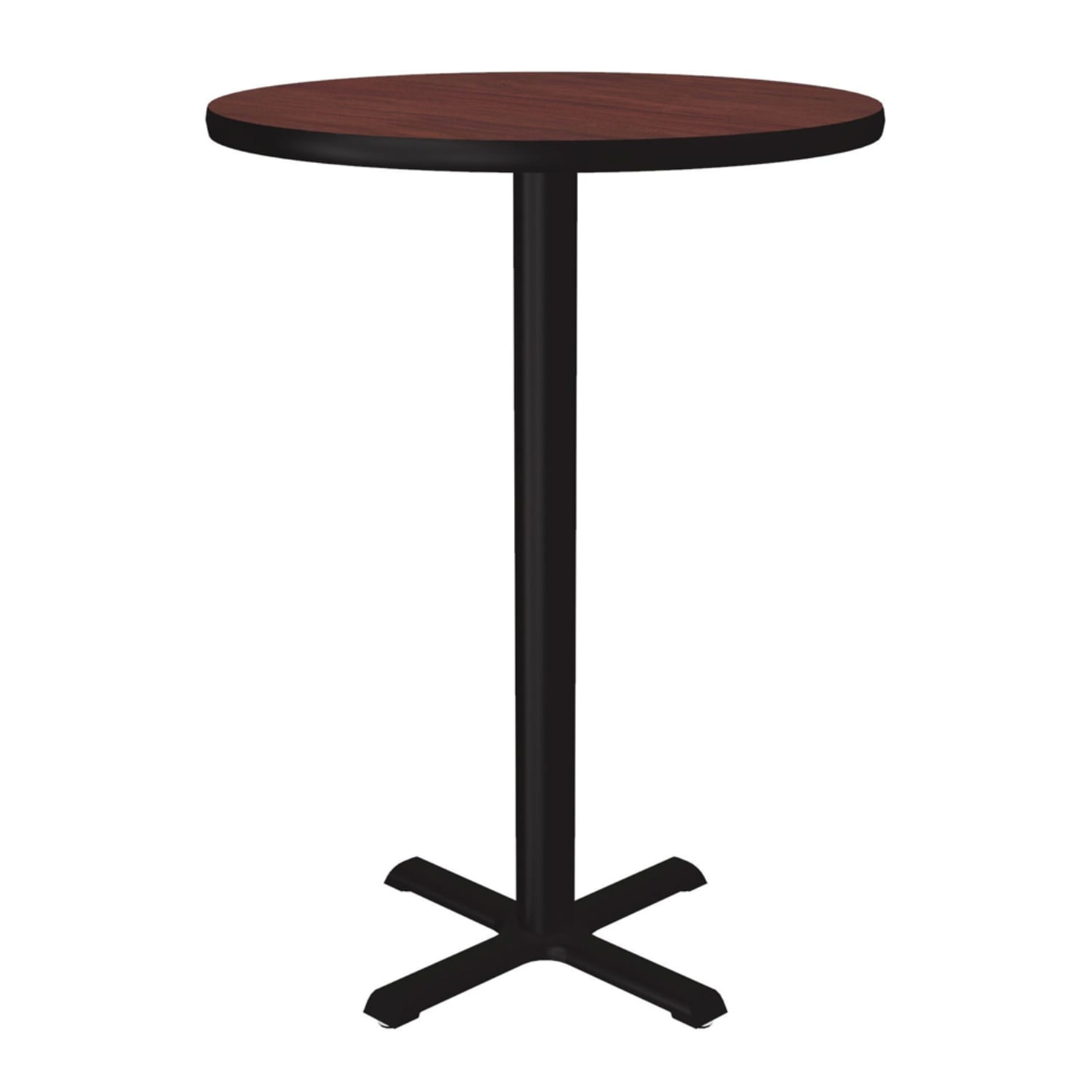 Correll BXB30R-20-09-09 30 Round Bar Height Table - Mahogany Laminate Top, Cast Iron Base, Black