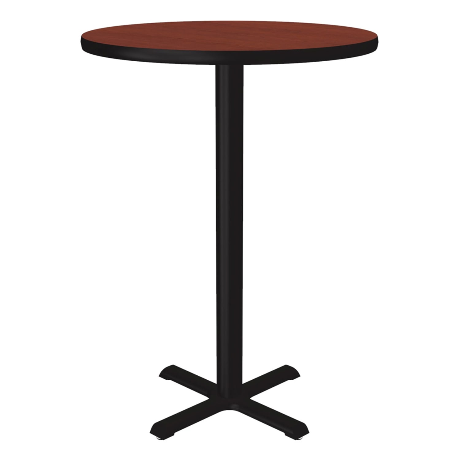 Correll BXB30R-21-09-09 30 Round Bar Height Table - Cherry Laminate Top, Cast Iron Base, Black