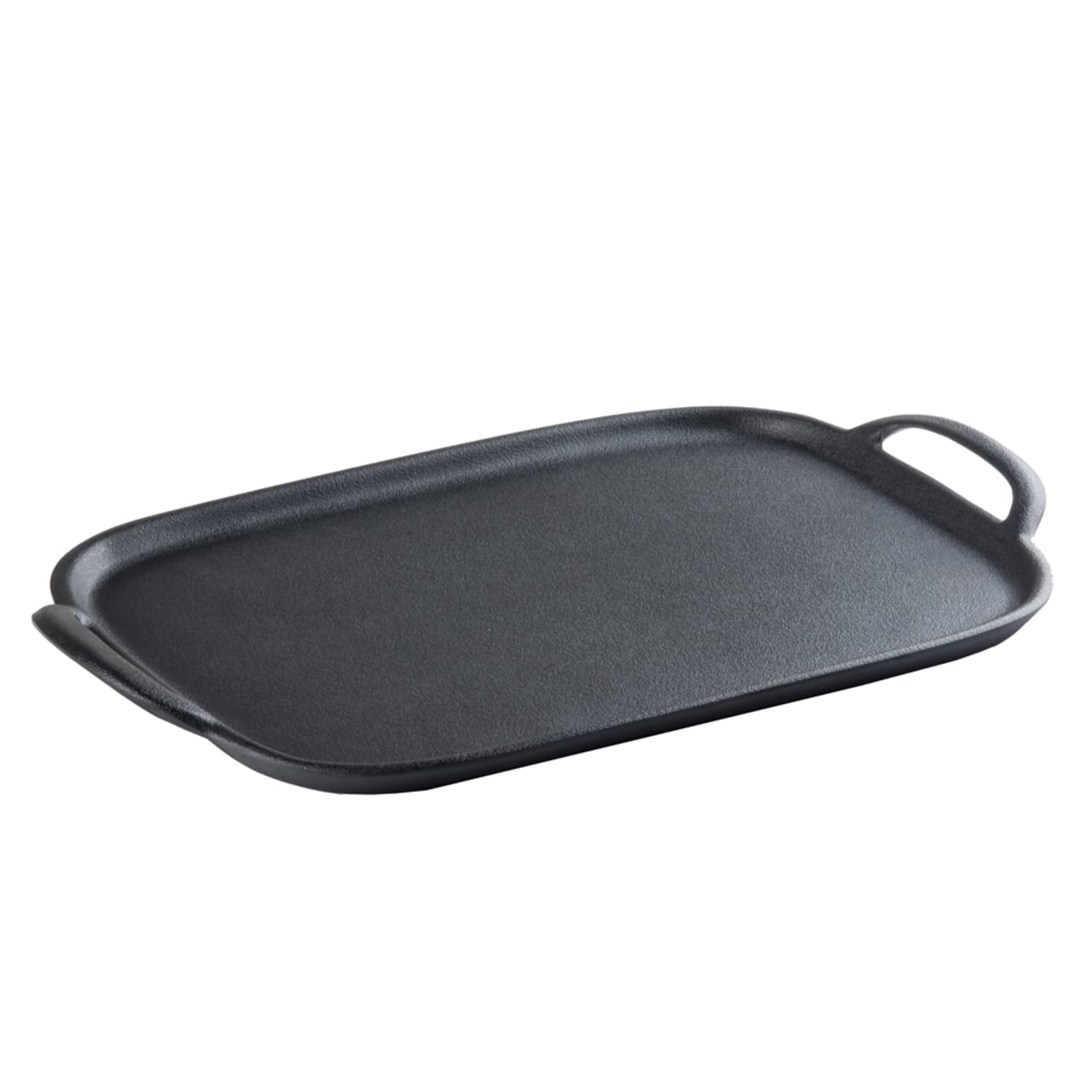 Tablecraft 10048 Melamine Serving Tray w/ Handles - 20 3/8 x 13 1/4, Faux Cast Iron, Black