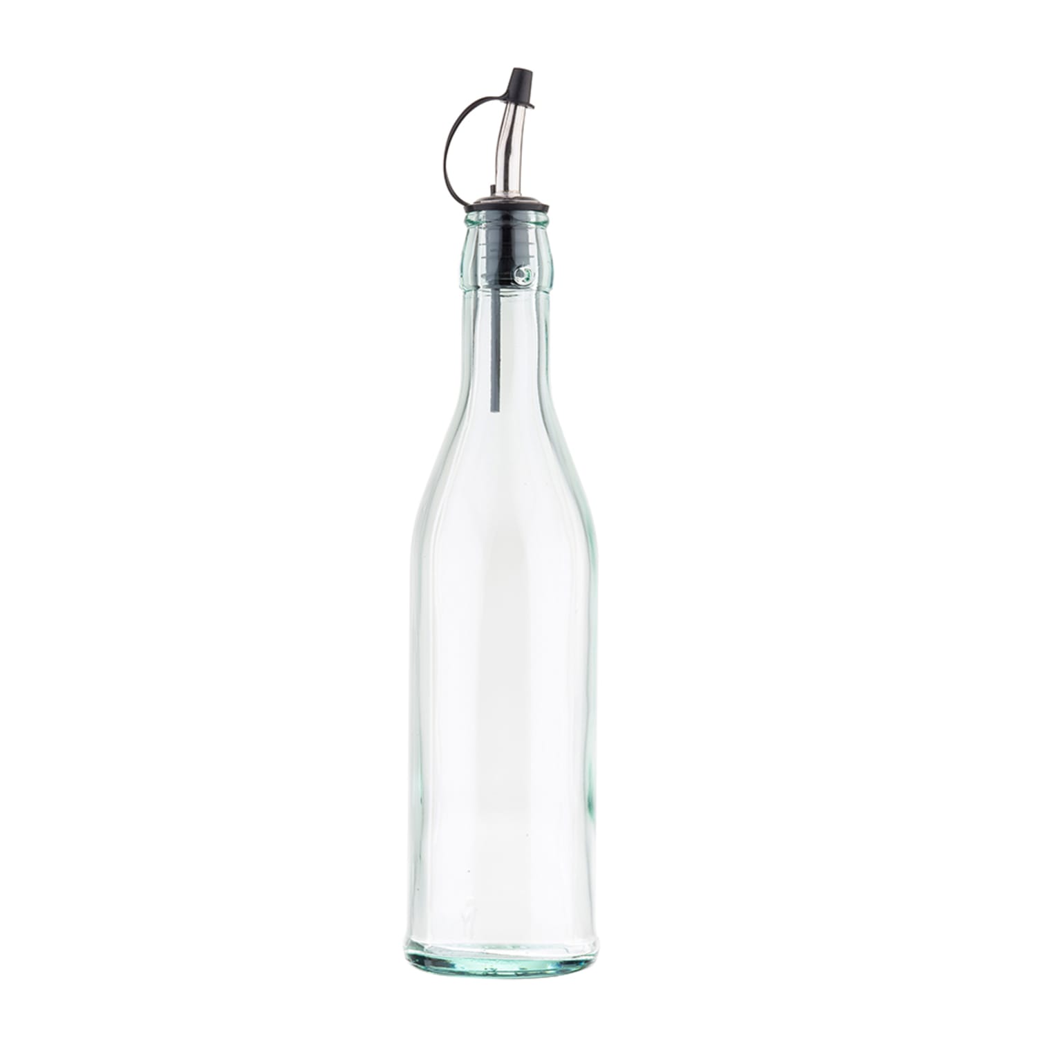 Tablecraft H92007 17 oz Cruet w/ Stainless Steel Pourer - Glass, Green Tint, Case of 6