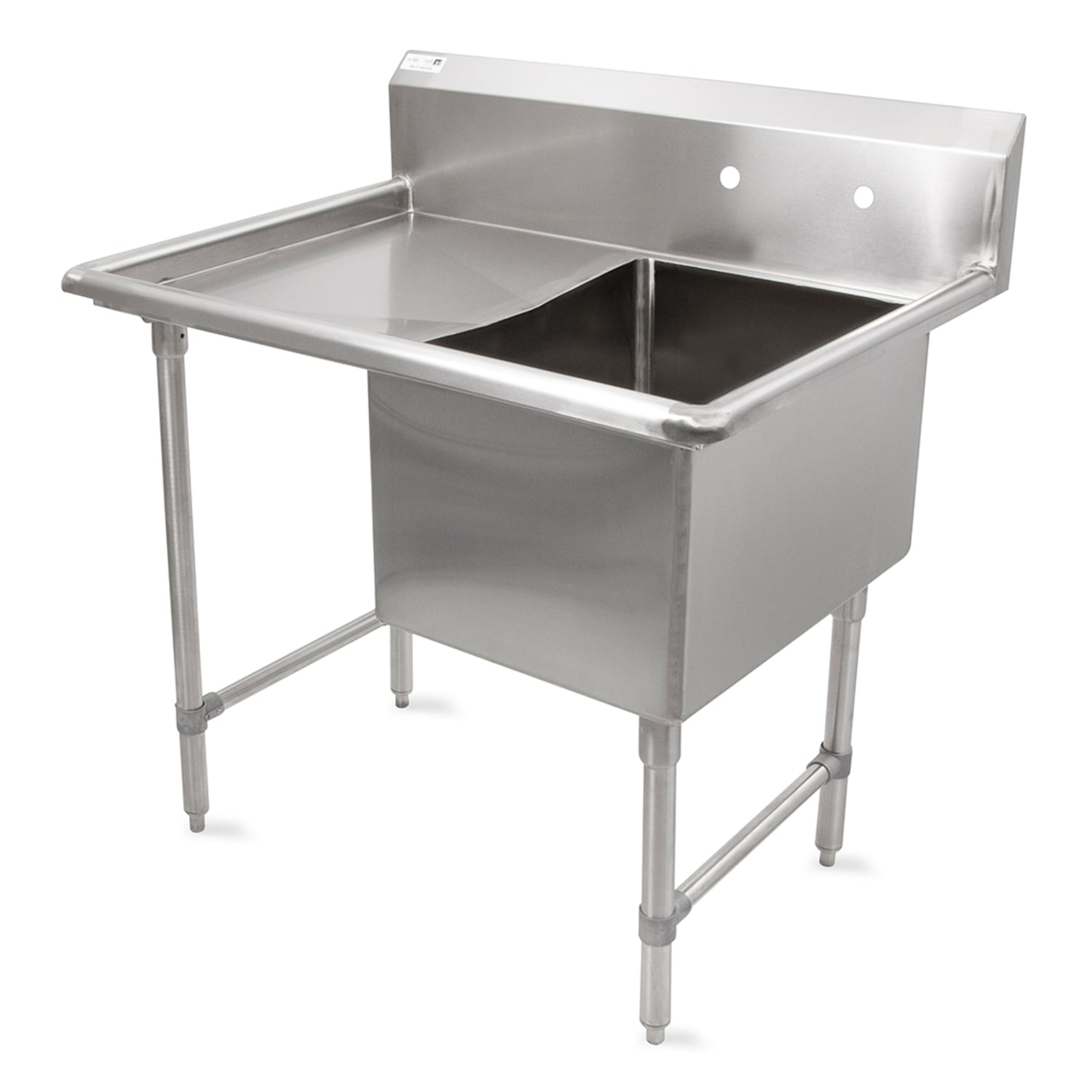 John Boos 1B18244-1D24L 46 1 Compartment Sink w/ 18L x 24W Bowl, 14 Deep, 24"" Drainboard, Stainless Steel