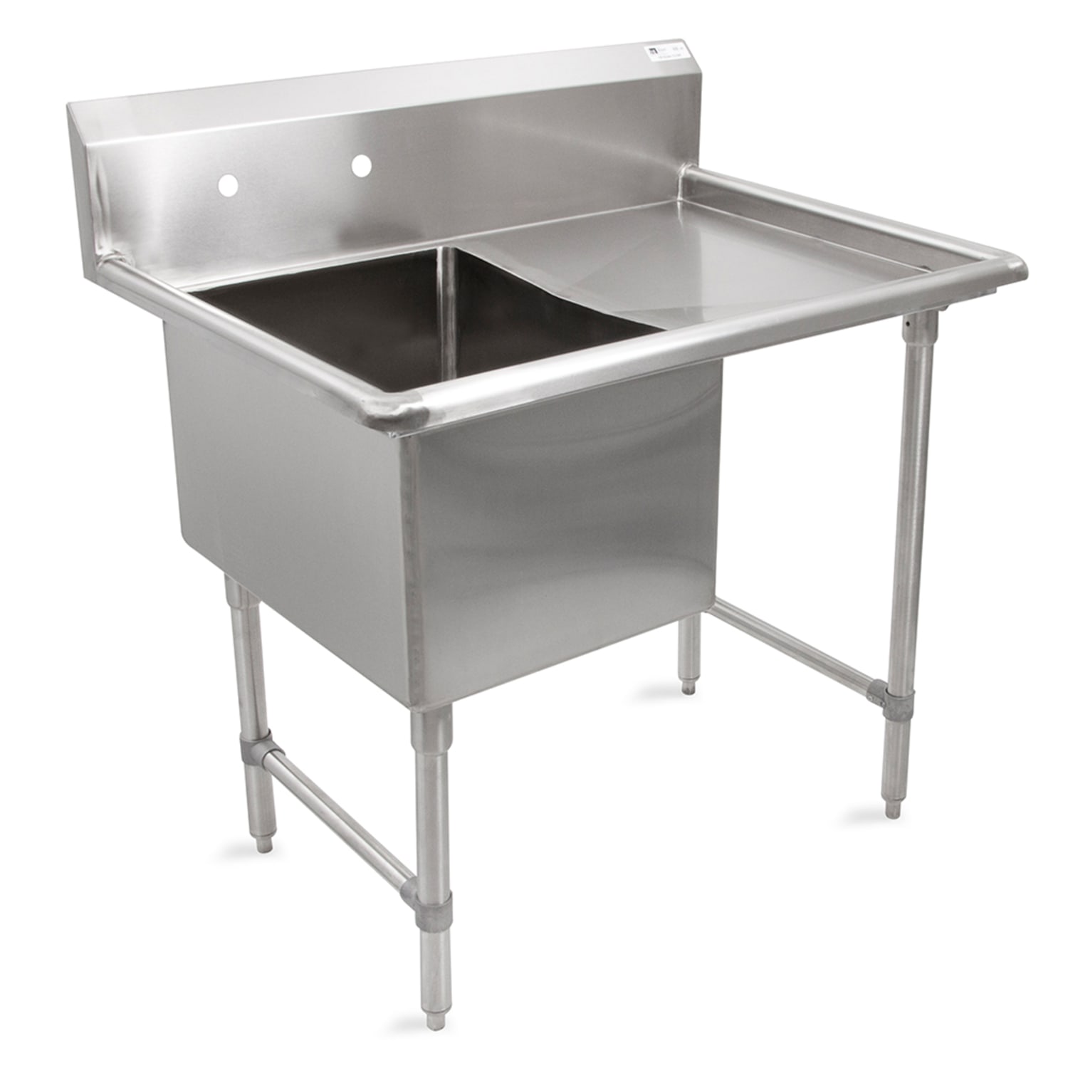 John Boos 1B18244-1D24R 46 1 Compartment Sink w/ 18L x 24W Bowl, 14 Deep, 24"" Drainboard, Stainless Steel