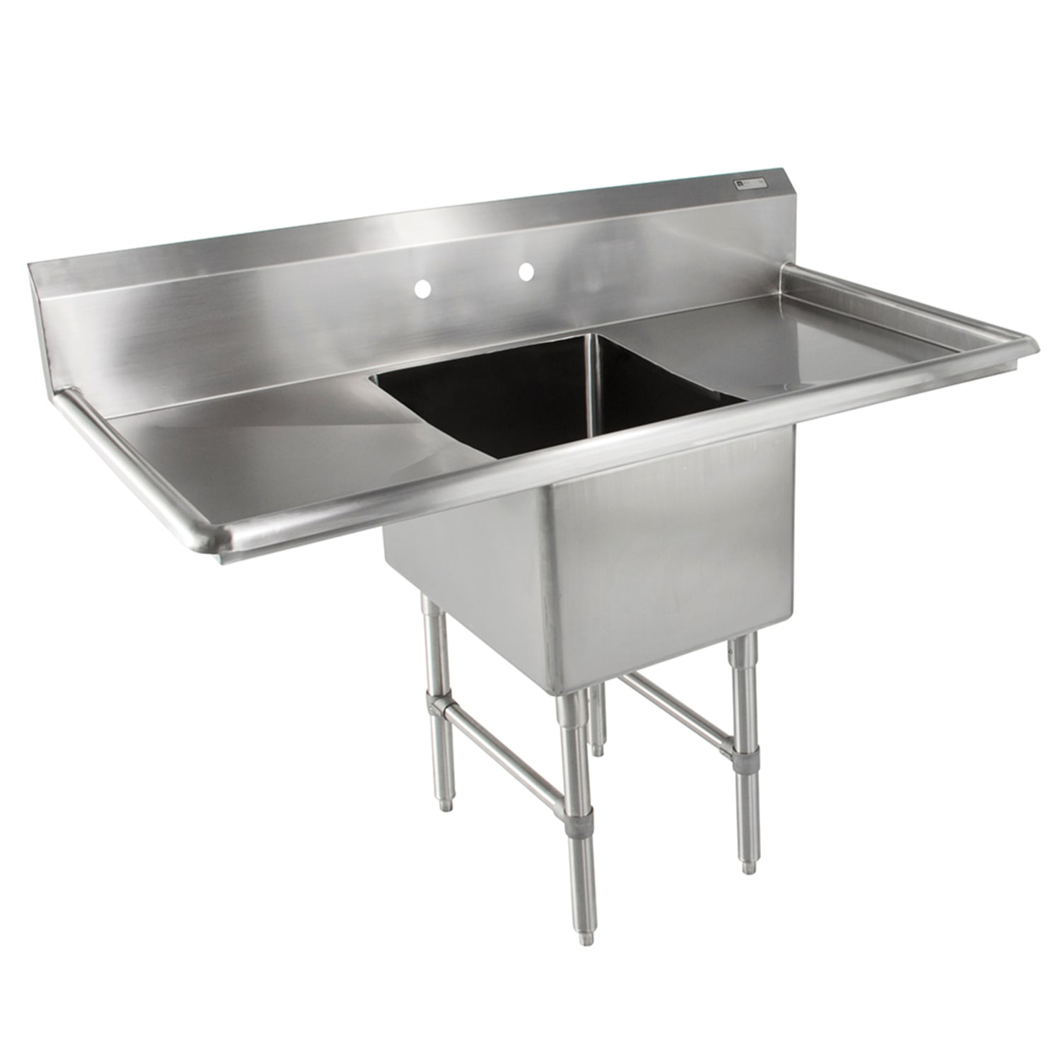 John Boos 1B18244-2D18 57 1 Compartment Sink w/ 18L x 24W Bowl, 14 Deep, 18"" Drainboards, Stainless Steel